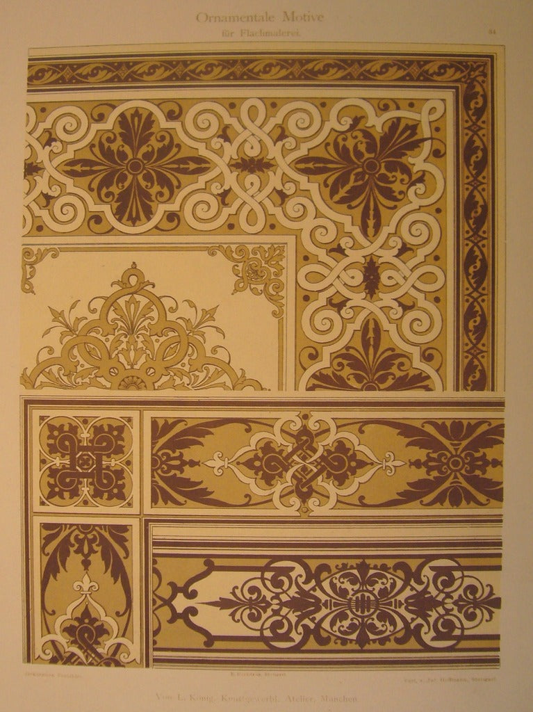1900 Original German Art Nouveau Poster - Vintage Decorator Print #34 in Sepia with Ornamental Motives | Perfect for Home Decor, Office Wall Art & Antique Collectors