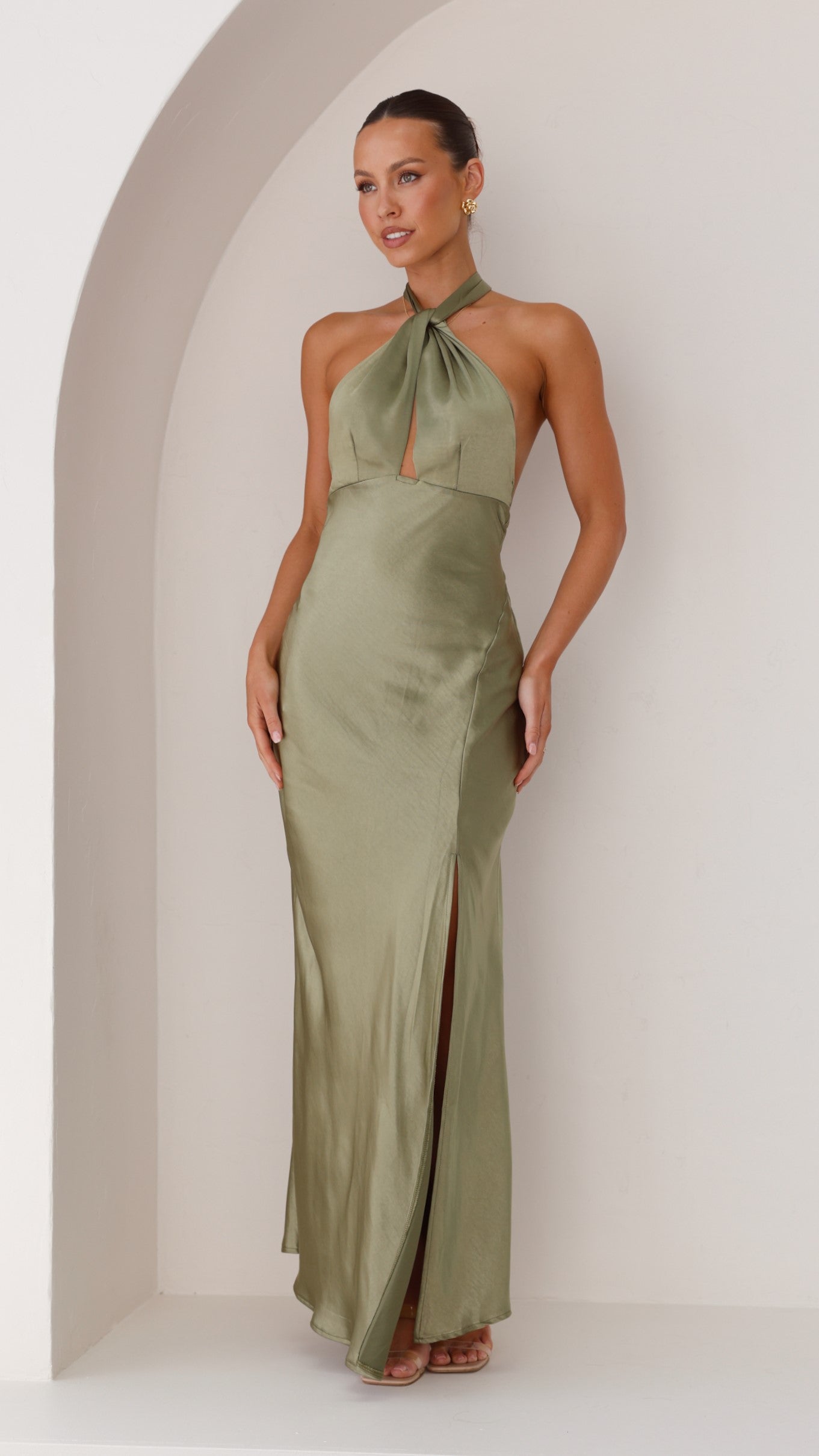 Amalia Maxi Dress for Women - Olive Green Long Flowy Summer Dress - Perfect for Beach Vacations, Weddings & Casual Outings