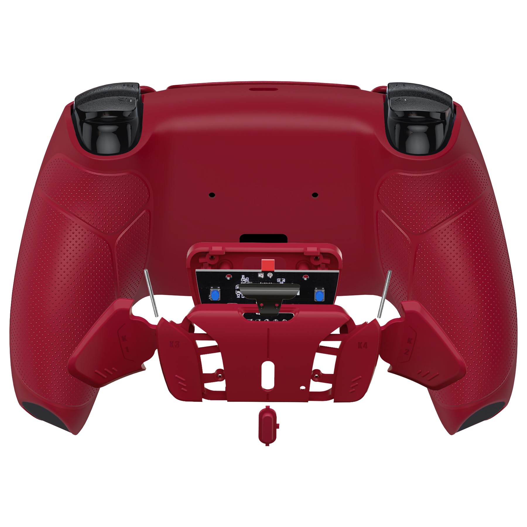 eXtremeRate Volcanic Red Rubberized Grip Programmable RISE4 Remap Kit for PS5 Controller (BDM-030/040/050) - Upgrade Board, Redesigned Back Shell & 4 Back Buttons | Enhanced Gaming Performance for FPS, Racing & Action Games
