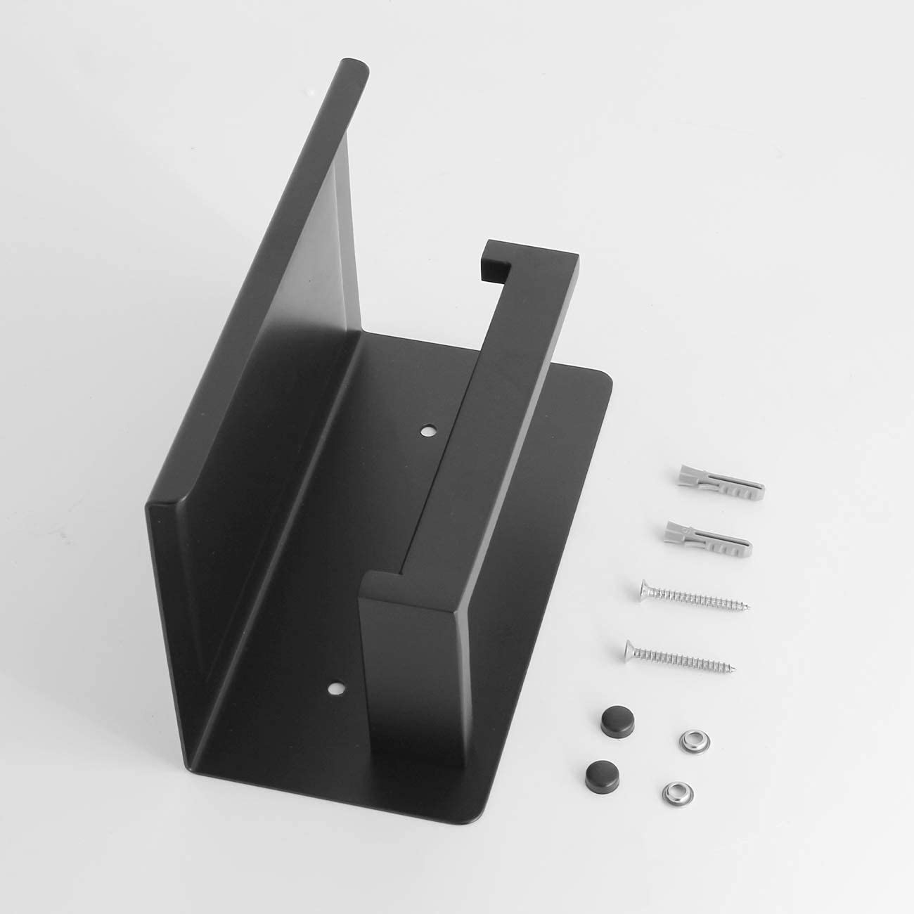 Matte Black Stainless Steel Wall Mounted Toilet Paper Holder with Shelf - Bathroom Tissue Roll Dispenser for Home, Office & RV Use