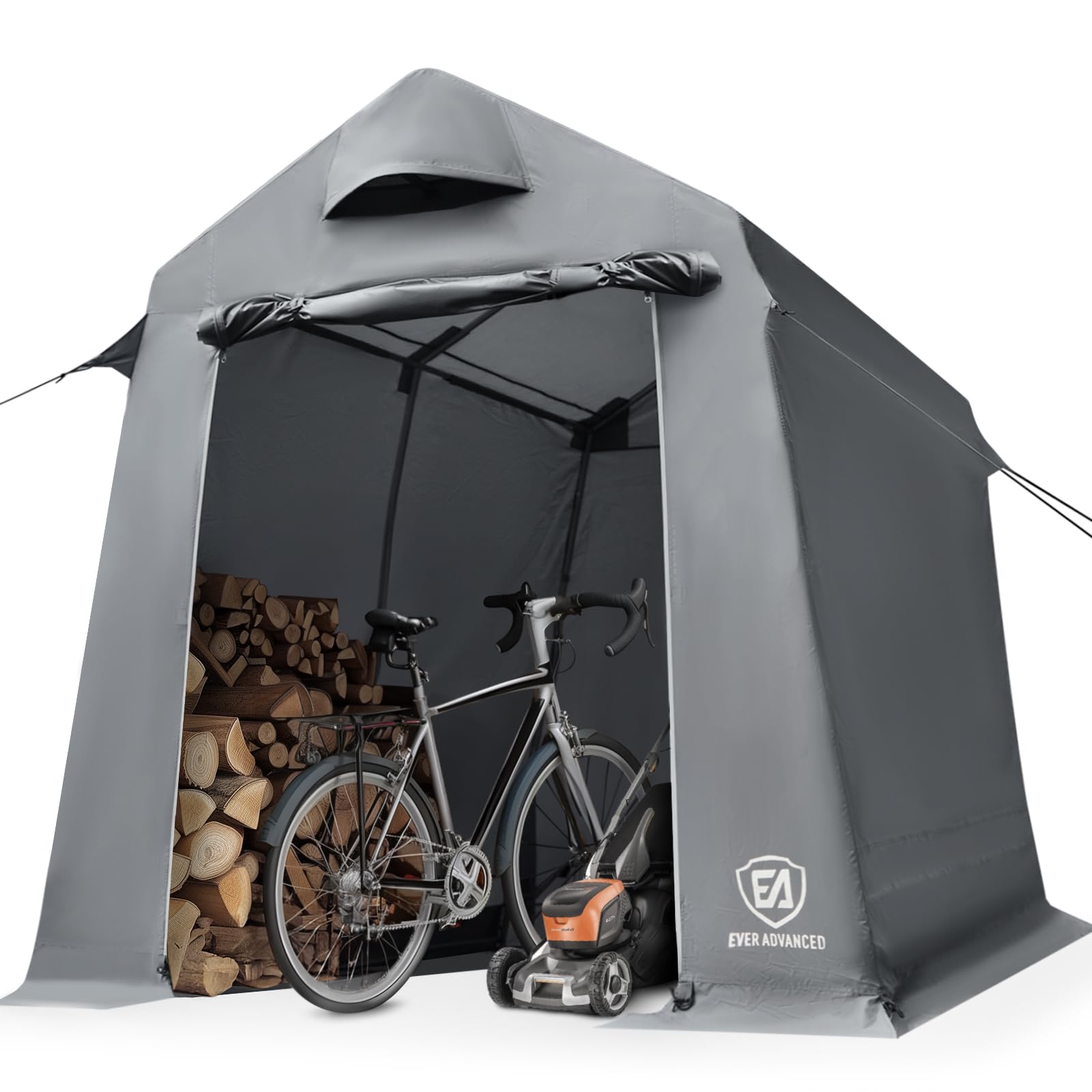 EVER ADVANCED Heavy Duty Outdoor Storage Shelter with Ventilation - Waterproof Storage Tent for Motorcycle, Bike, Garden Tools & Equipment - Perfect for Backyard, Garage & Patio Organization