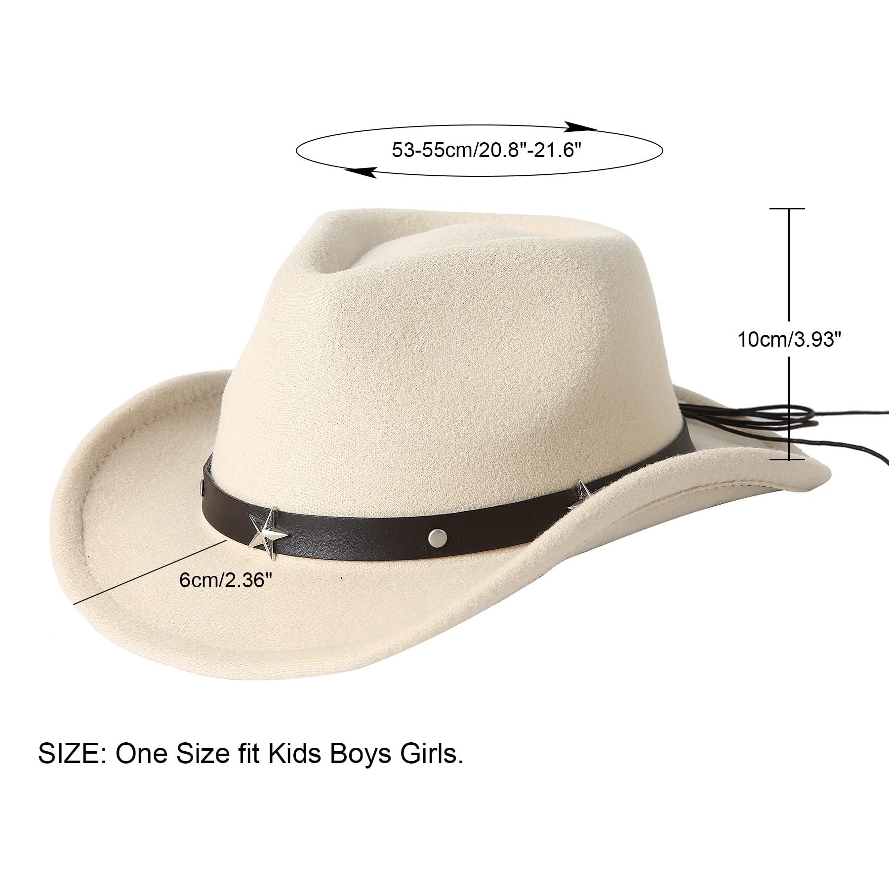 Lanzom Kids Cowboy Cowgirl Hat with Adjustable Buckle Belt - Western Felt Hat for Toddlers, Boys & Girls - Perfect for Dress Up, Halloween, Rodeo & Western Themed Parties