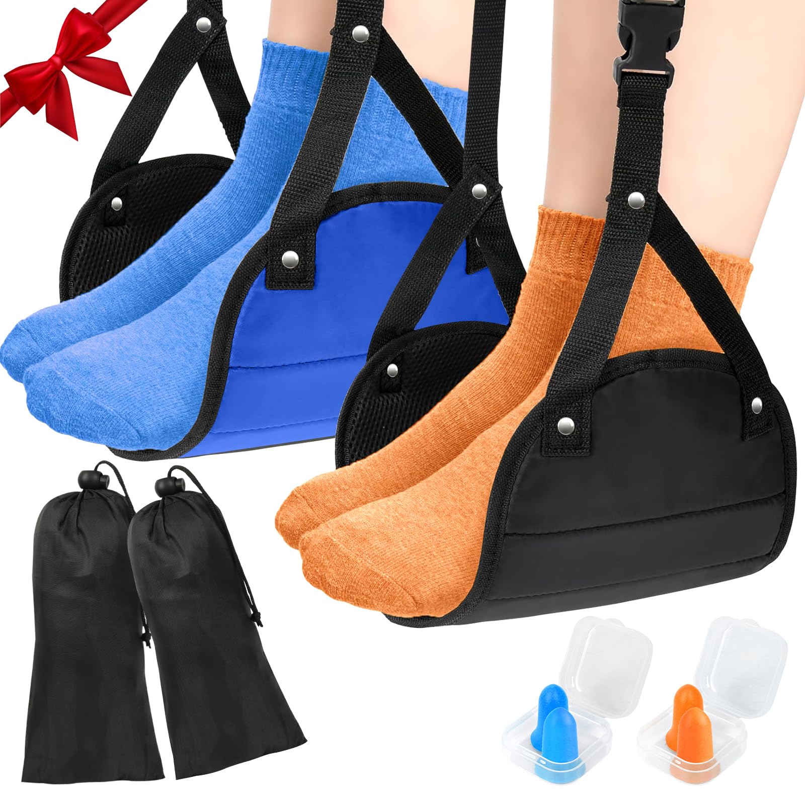 2 Pack Airplane Foot Hammock - Adjustable Portable Foot Rest & Leg Sling for Long Flights | Travel Essentials for Comfortable Plane Rides, Perfect for Business Travelers and Vacationers