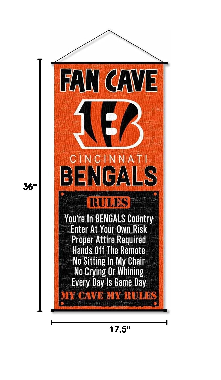 Cincinnati Bengals Man Cave Decor - Premium Fan Banner Wall Scroll for Home, Game Room & Office | Perfect for NFL Football Enthusiasts