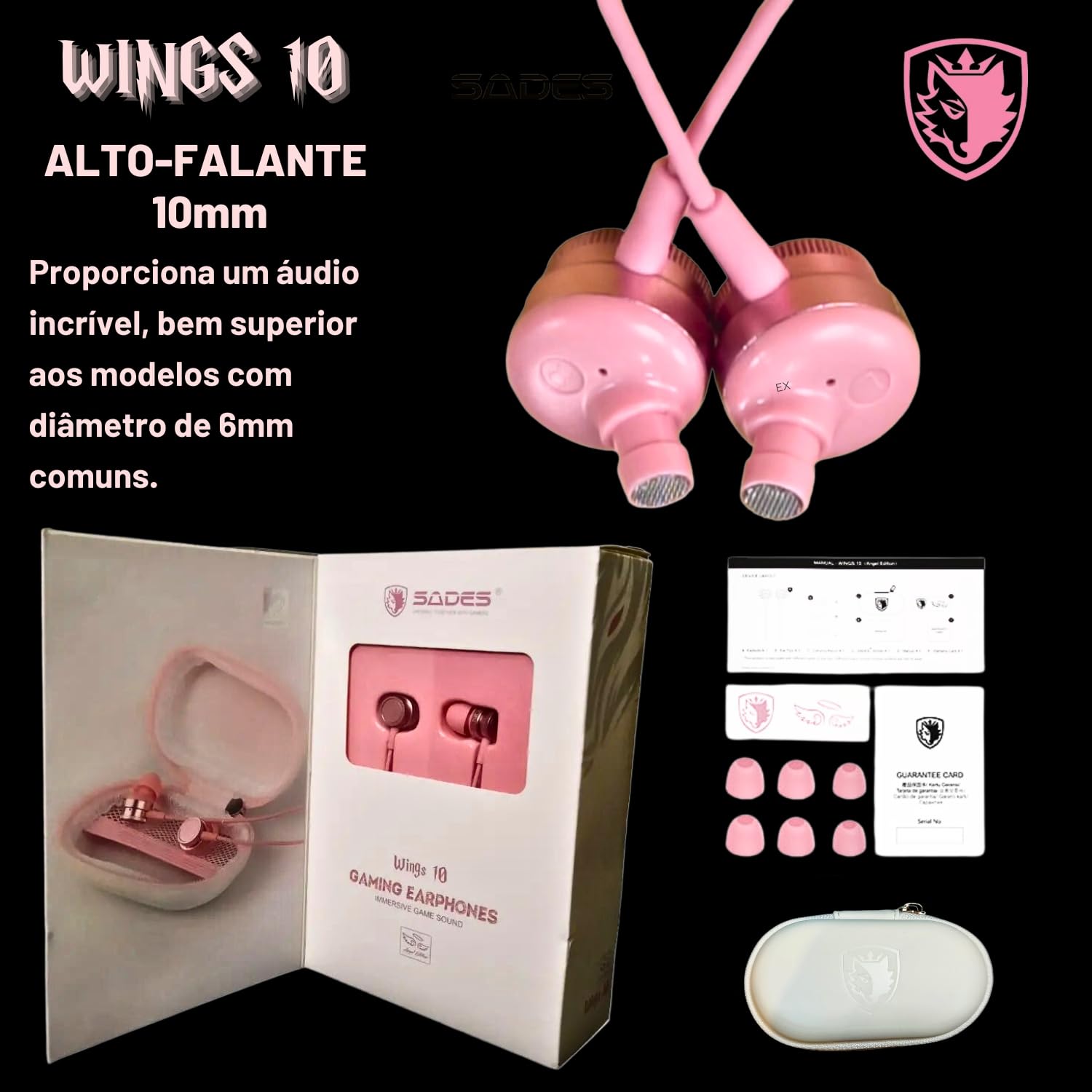 SADES Wings 10 SA-610 Gaming Headset with Microphone - Pink Wireless Over-Ear Headphones for PC, PS4, PS5, Xbox - Noise Cancelling for Streaming, Online Classes & Work from Home