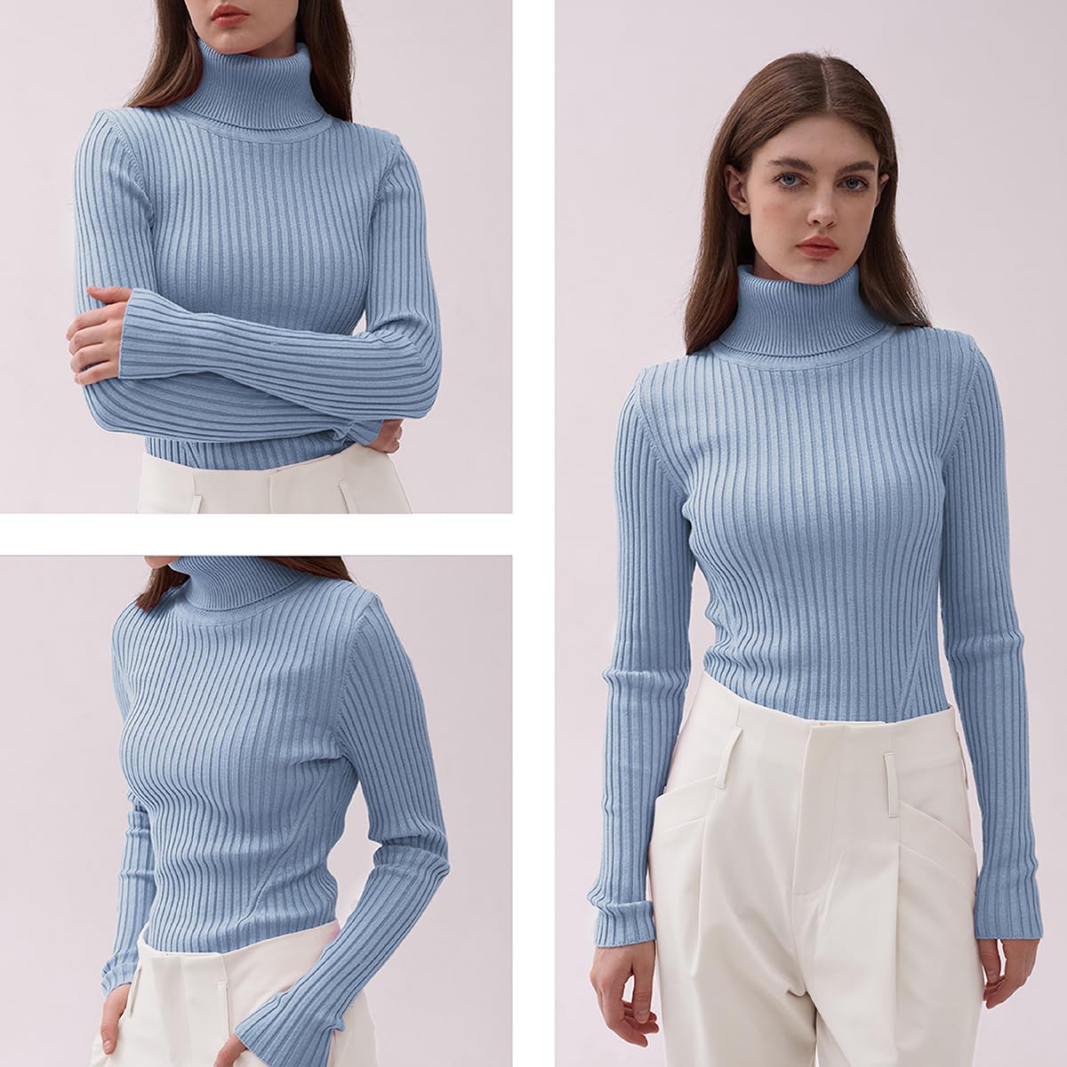 V28 Women's Ribbed Turtleneck Sweater - Sexy & Cute Knitted Pullover for Winter Warmth | Perfect for Office, Date Night & Casual Outfits