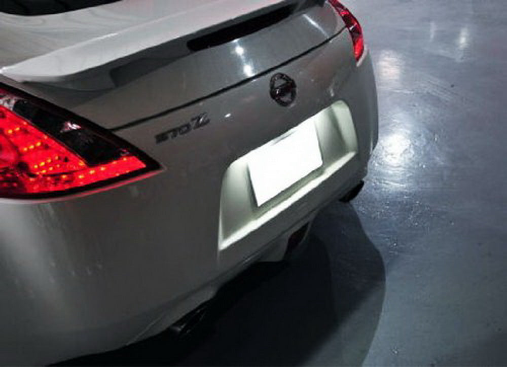 White LED License Plate Lights for Nissan 370Z, GTR, Infiniti G37 - Direct Fit Replacement - Perfect for Night Driving & Car Customization