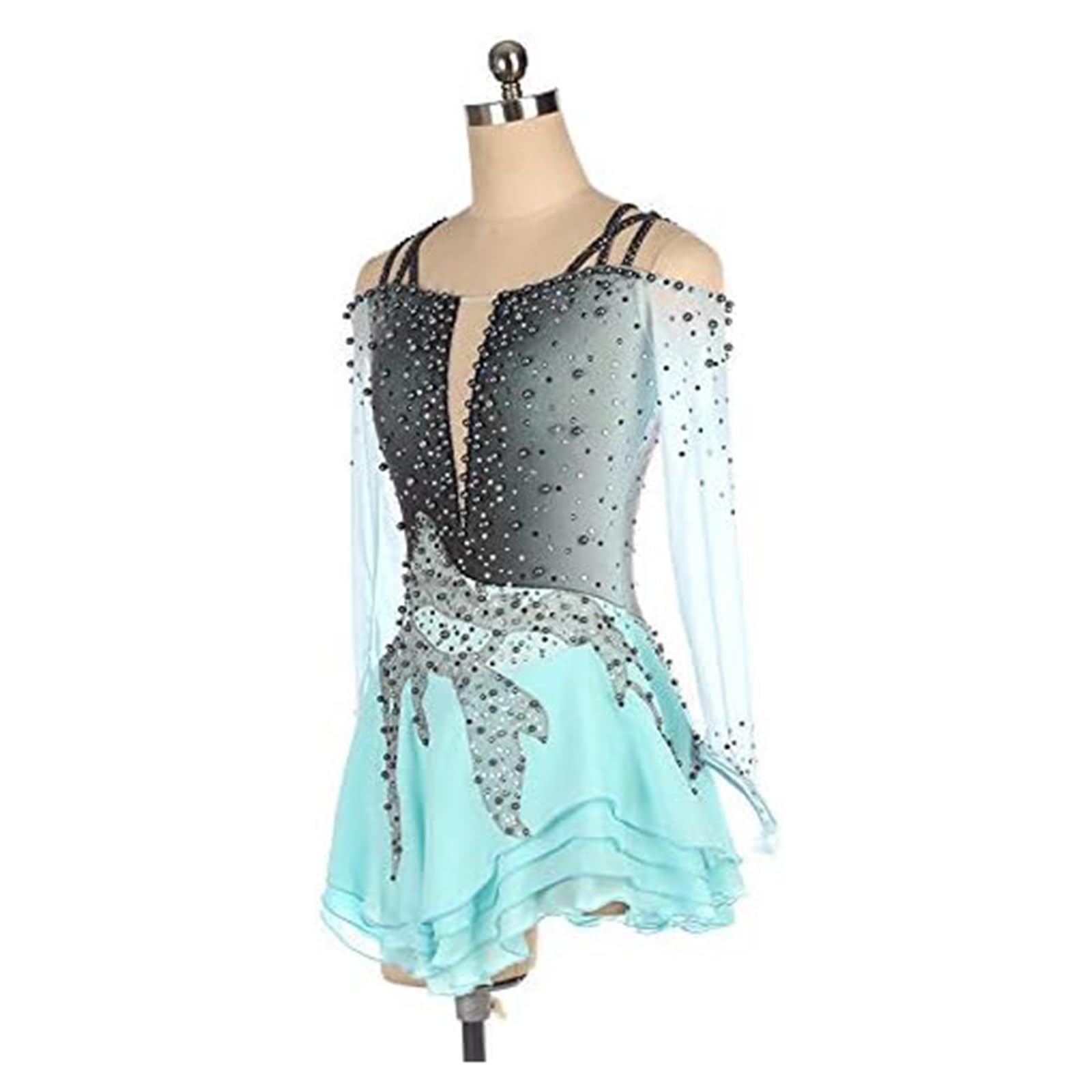 LIUHUO Girls Figure Skating Competition Dress - Kids White Ice Skating Performance Outfit for Competitions & Shows | Perfect for Ice Shows, Recitals & Winter Sports Events
