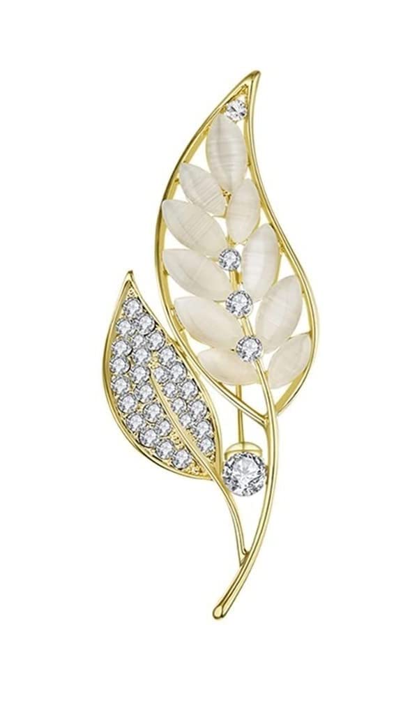 Vintage Leaf Brooch for Women - Elegant Retro Floral Pin Accessory - 6.8x2.7cm Fashion Jewelry for Sweaters, Blazers & Dresses - Perfect for Weddings, Parties & Office Wear (Color: A)