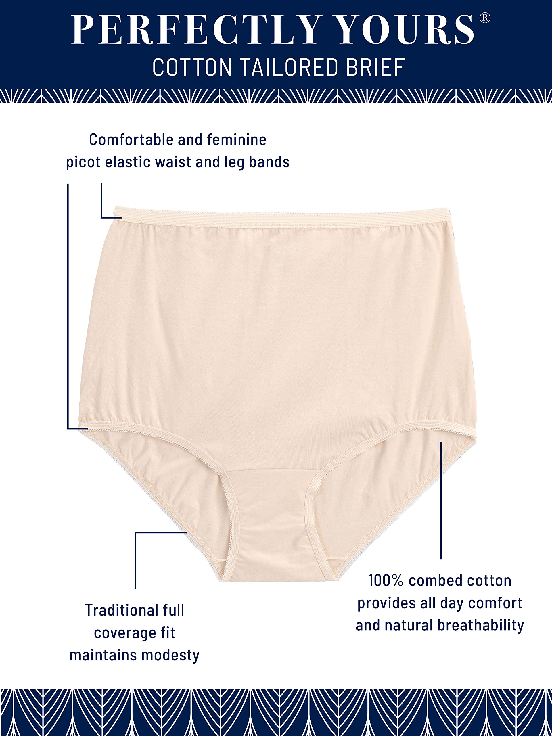 Vanity Fair Women's Cotton Brief Panties - Comfortable Underwear for Everyday Wear | Perfect Fit for Work, Lounge & Sleep