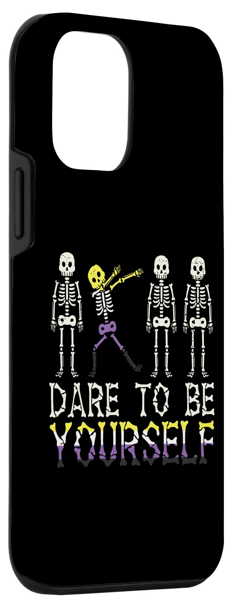 iPhone 12 Mini Case - Skeleton Design with Nonbinary Pride Flag - Durable & Stylish Phone Cover for LGBTQ+ Support | Perfect for Daily Use, Pride Events & Showing Your Unique Identity