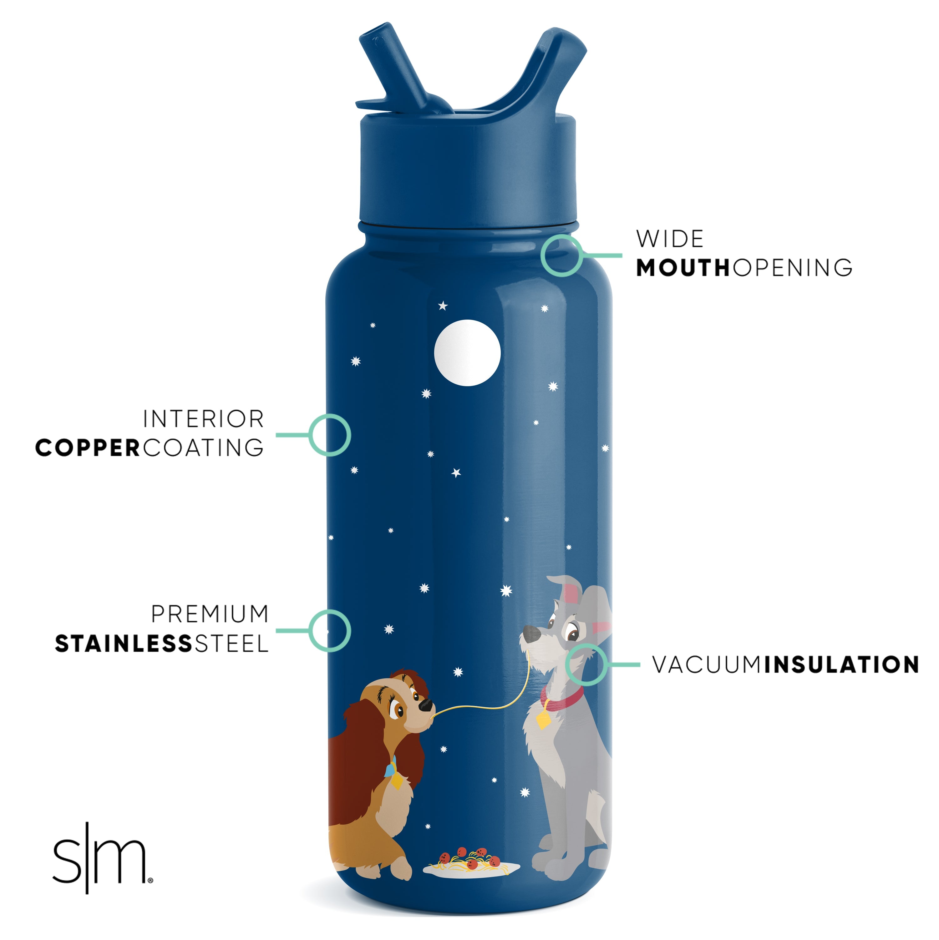 Disney Summit Insulated Water Bottle with Straw Lid - Leakproof Stainless Steel Thermos for Kids & Adults - Perfect for School, Gym, Hiking & Outdoor Activities