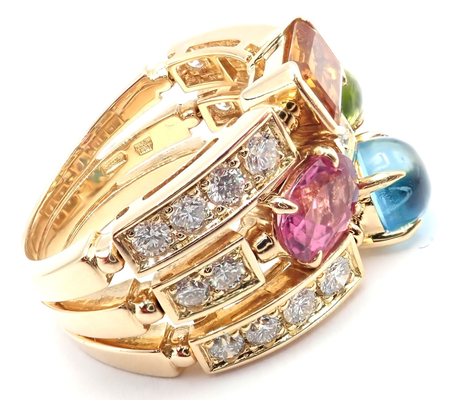 Bulgari Allegra 18K Gold Diamond Ring with Peridot, Tourmaline & Citrine Gemstones - Luxury Jewelry for Women, Perfect for Weddings, Anniversaries & Special Occasions