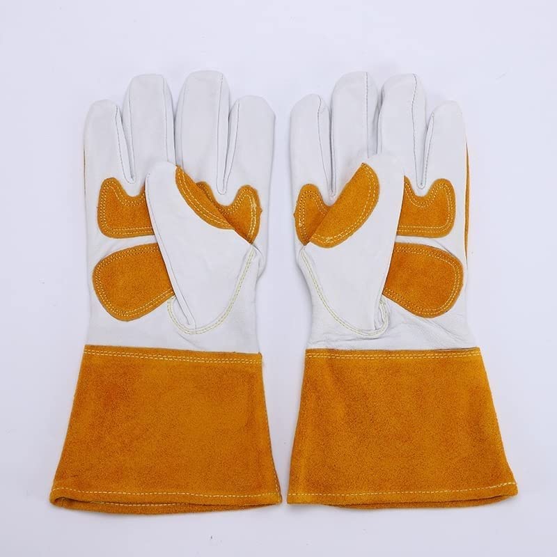 Heat-Insulated Gardening Gloves - Thorn Proof Cowhide Leather for Yard Work, Planting & Landscaping - Durable Household Cleaning Gloves (Yellow, X-Large) - Perfect for Outdoor Chores, Rose Pruning & Winter Protection