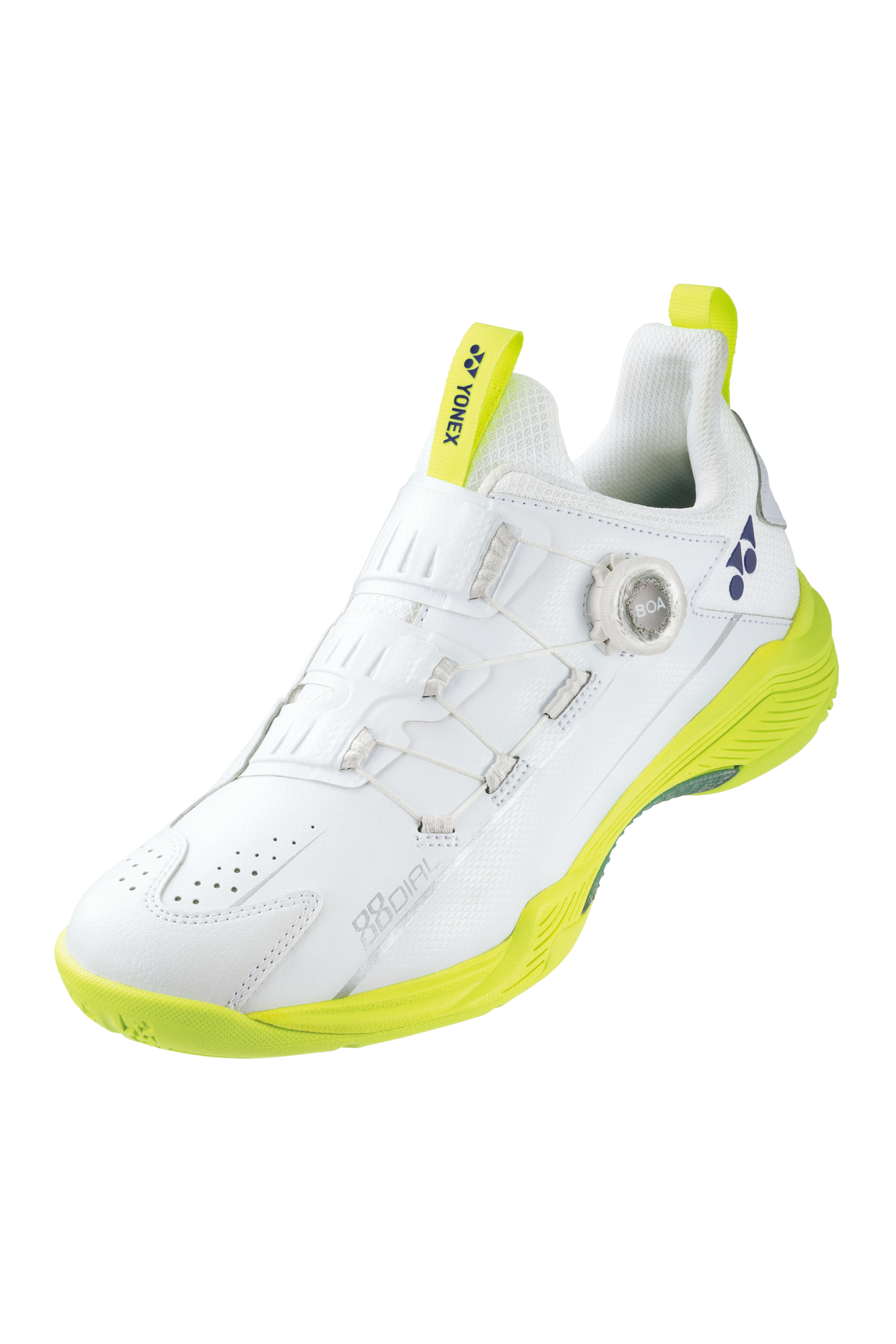 Yonex Power Cushion 88 Dial 2 Badminton Shoes - White/Lime Yellow - Lightweight Cushioned Court Shoes for Men & Women - Perfect for Indoor Sports & Training