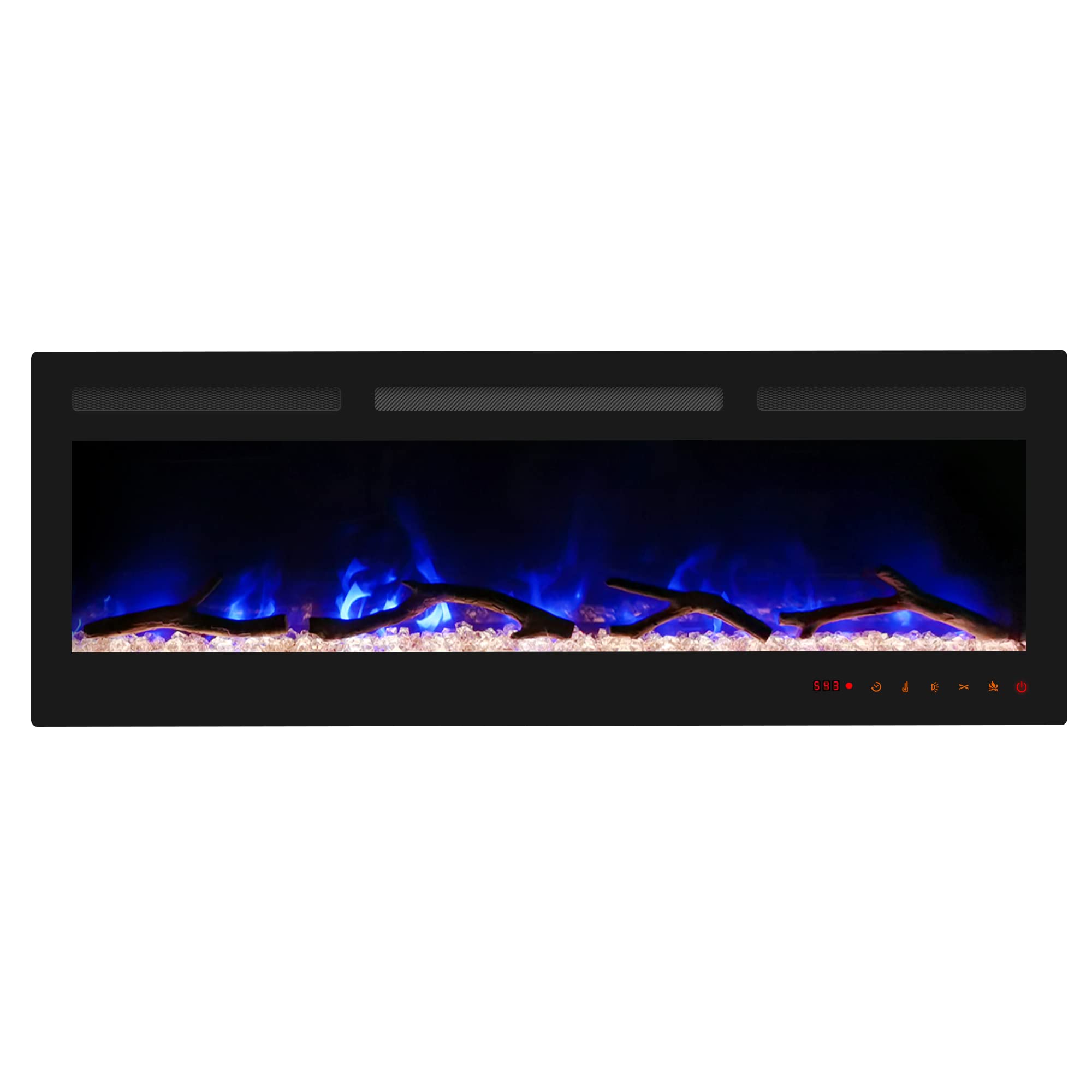 Cheerway 50 Inch Electric Fireplace Insert - Wall Mounted Recessed Heater with Remote & Touch Control, Adjustable Flame Colors & Brightness, Log Set & Crystal Decor, Child Lock & Timer - Perfect for Living Room, Bedroom & Office Warmth & Ambiance