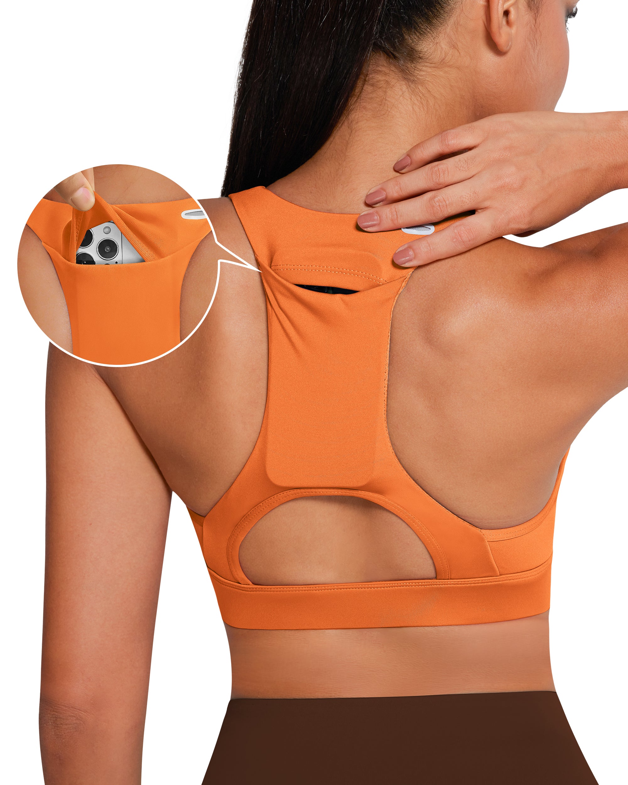 Wireless Sports Bra with Phone Pocket - Comfortable Workout Top for Running, Yoga & Gym - Secure Storage for Smartphones During Exercise