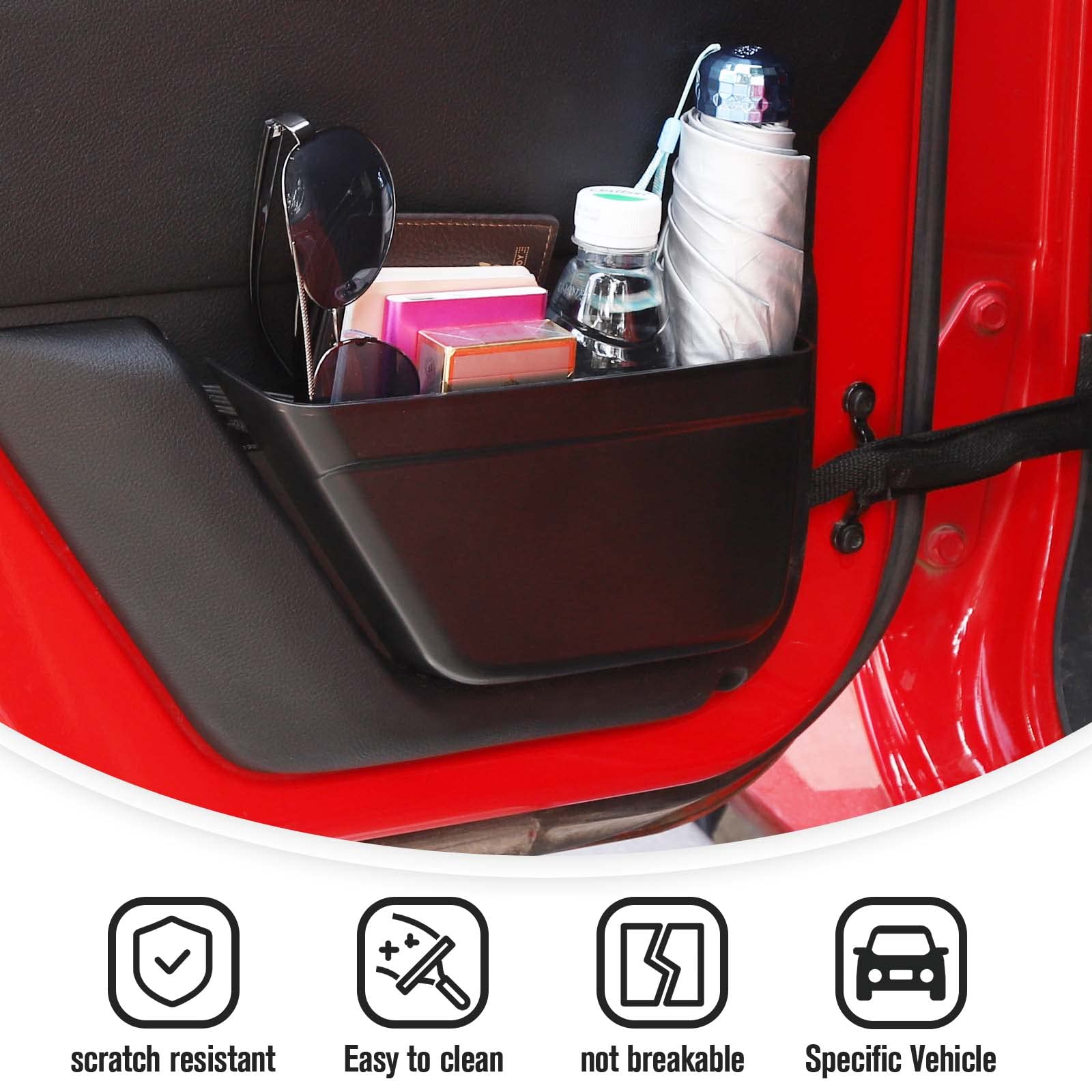 JeCar Rear Door Storage Pockets Organizer Box for 2011-2018 Jeep Wrangler JK 4-Door | Net Replacement | Interior Accessories | Black | Perfect for Off-Road Gear Organization & Travel Essentials Storage