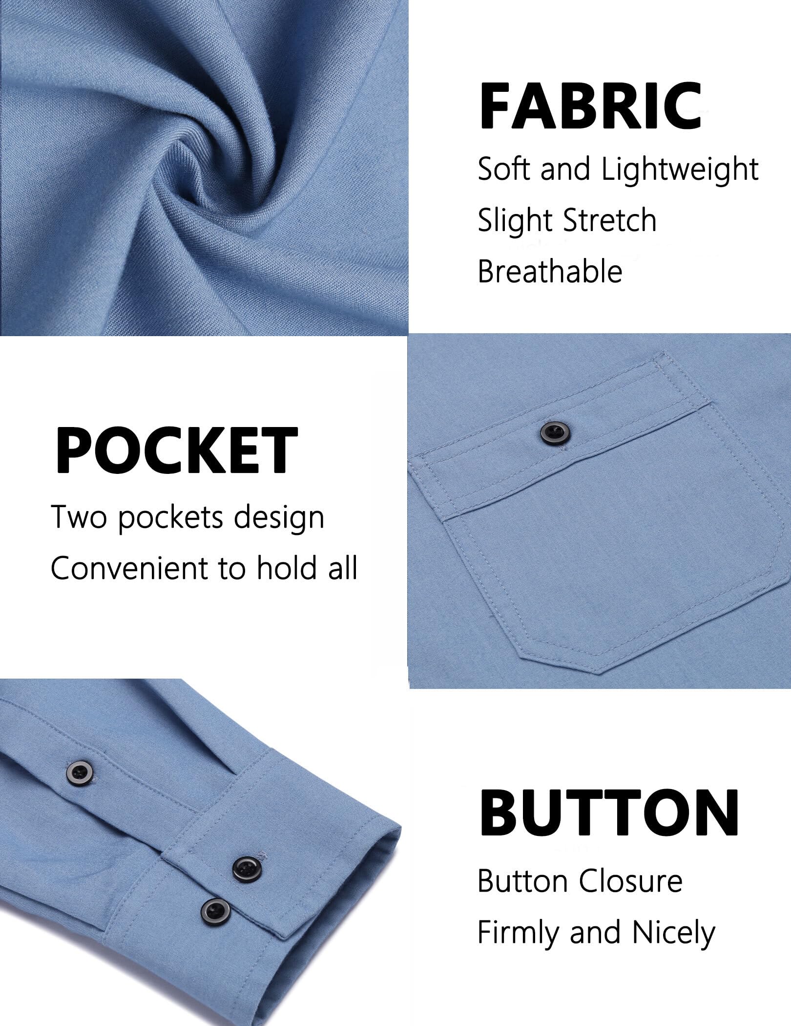 COOFANDY Men's Casual Button Down Shirts - Long Sleeve Wrinkle-Free Dress Shirts for Office, Business & Everyday Wear | Comfortable Untucked Fit for Work & Social Events