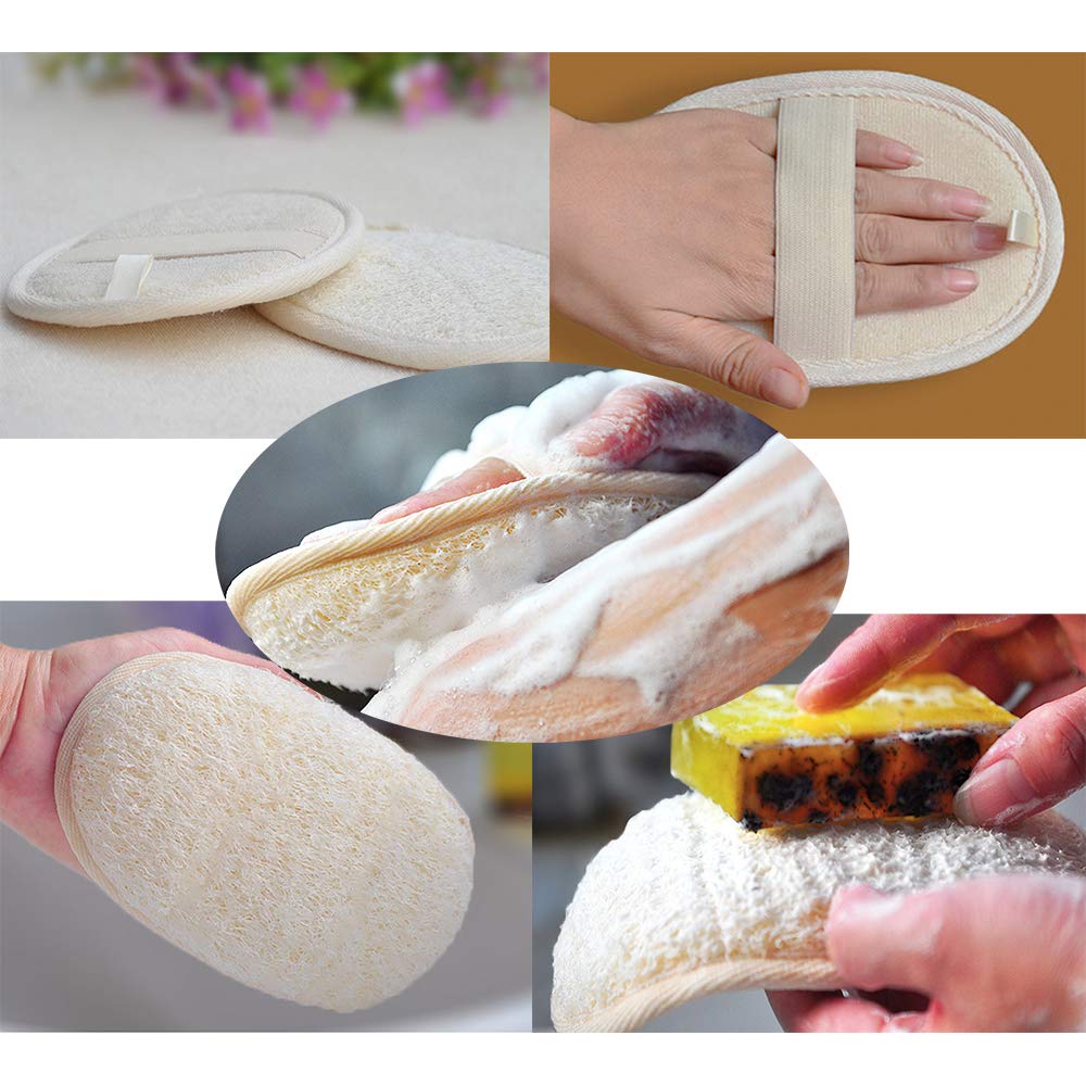 RECKODOR Natural Loofah Sponge Bath Set for Women & Men - Exfoliating Body Scrubber, Back Scrubber, Luffa Sponge & Exfoliating Pads - 7 in 1 SPA Gift Pack for Shower, Bath & Skin Care Routine