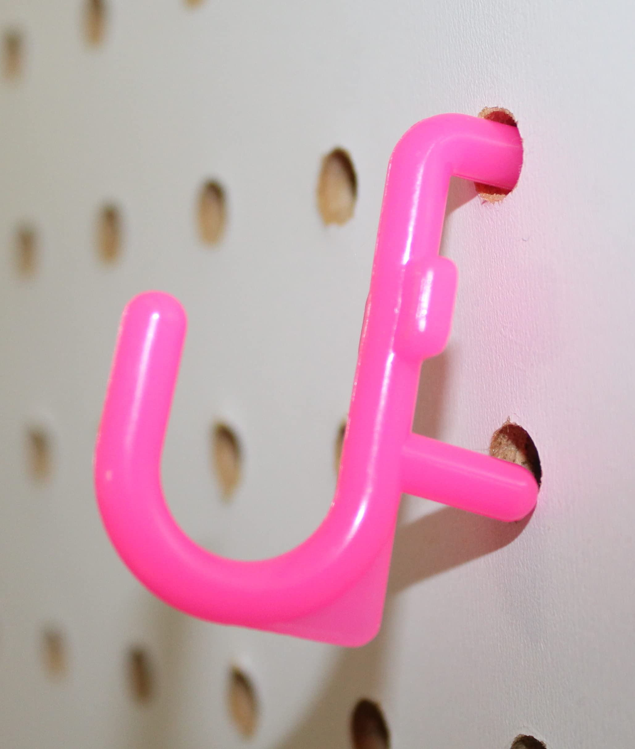 JSP Manufacturing Non-Locking Plastic J-Style Pegboard Hooks - 150-Piece Pink Set for Garage Tool Storage & Craft Organization | Perfect for Workshop, Home DIY Projects & Retail Displays