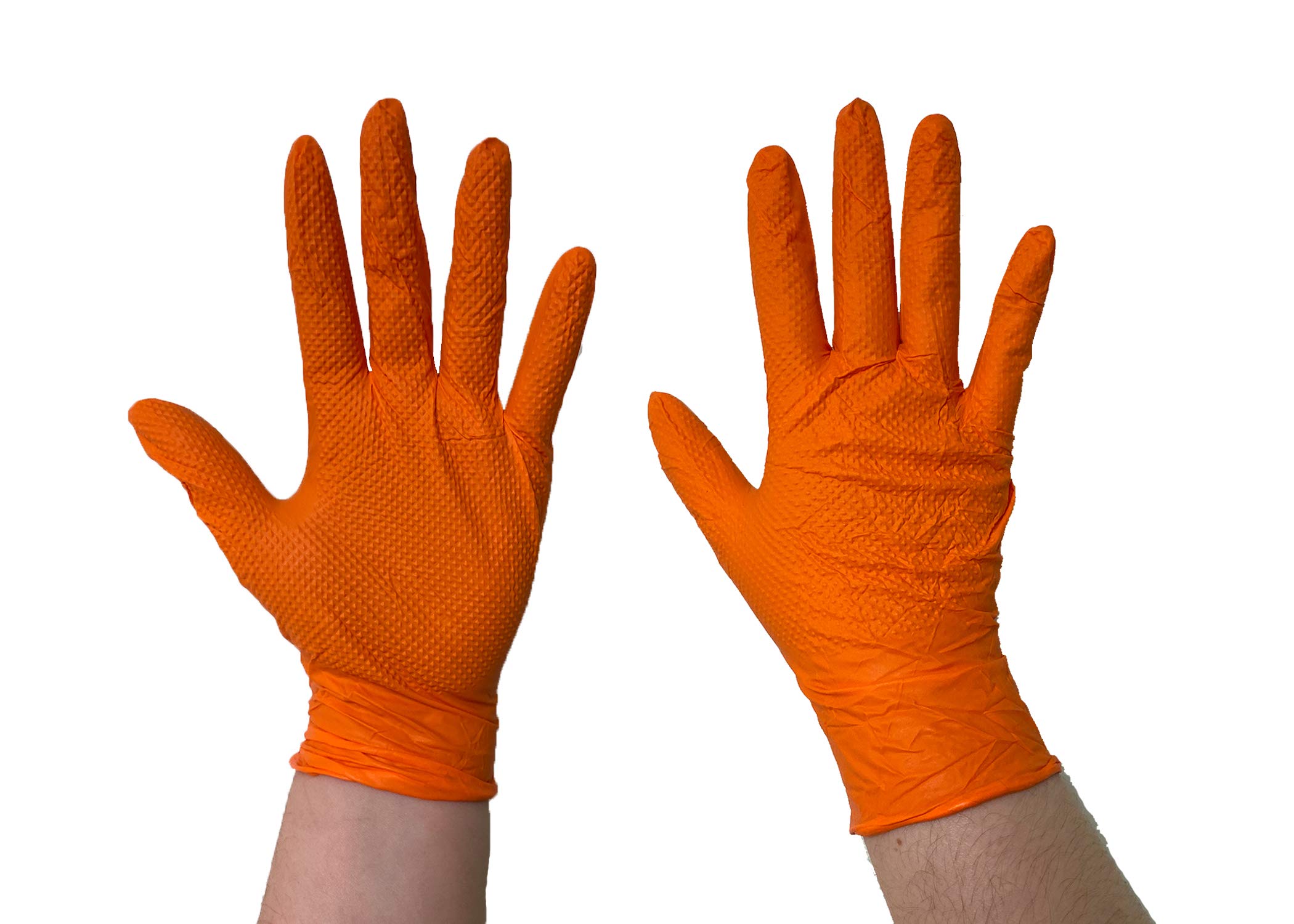 Premium Orange Nitrile Disposable Gloves - Powder-Free, 6 Mil Thick, Diamond Textured Grip (Sizes M-XXL) - Bulk Case for Medical, Food Service & Industrial Use