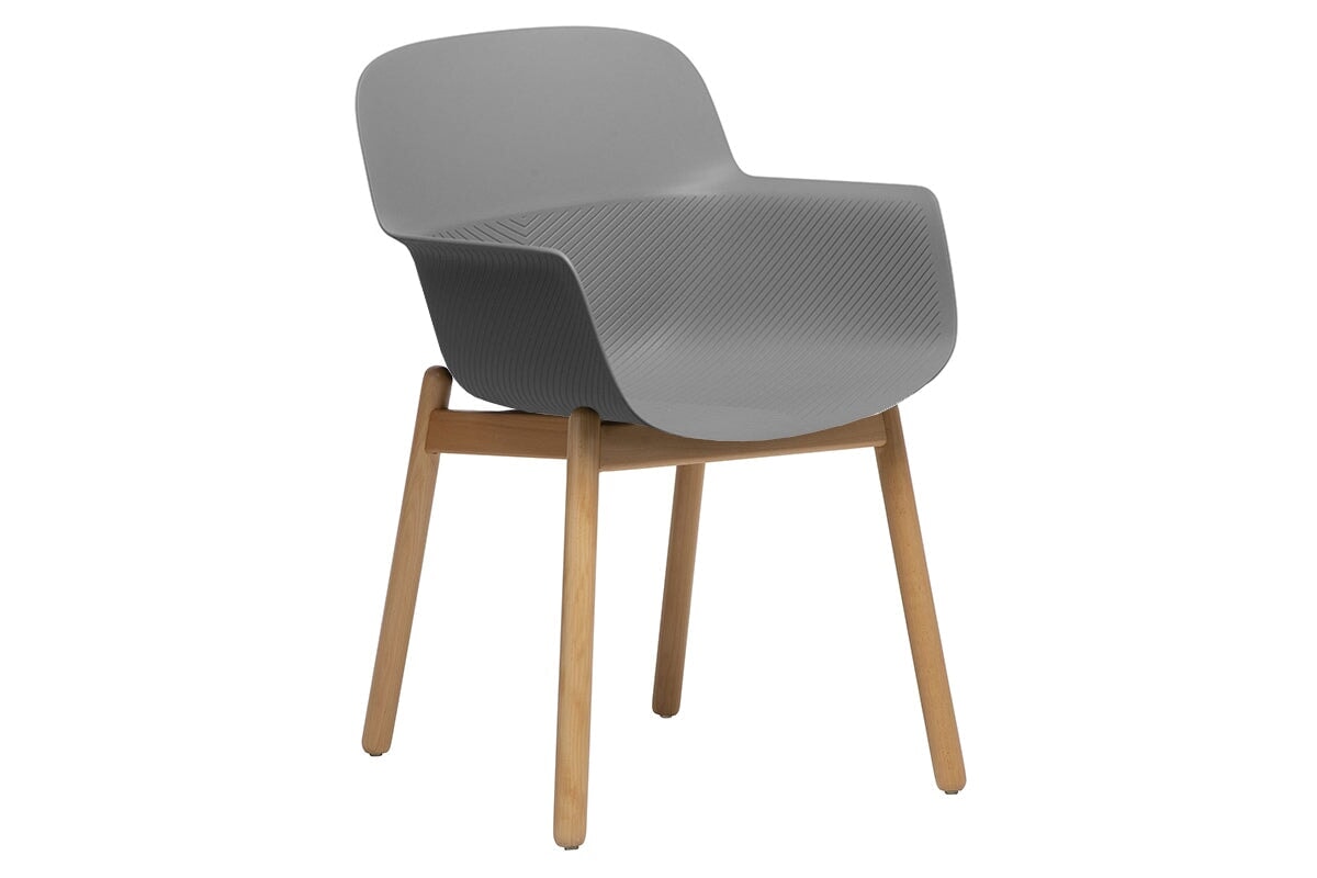 Tommy Tub Plastic Chair with Wooden Leg - Lightweight Outdoor Seating for Patio, Garden, and Poolside Relaxation