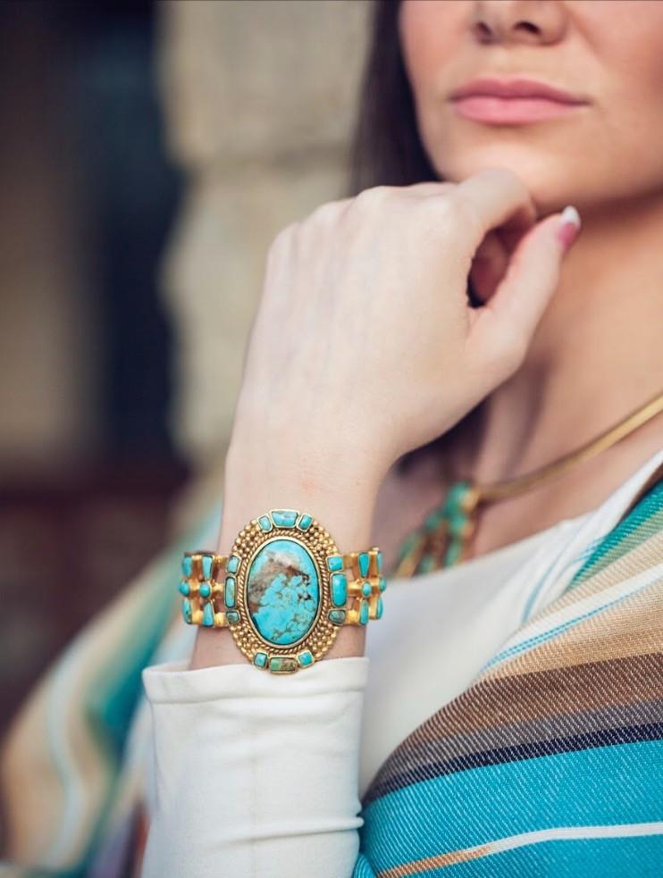 Southwestern Turquoise Cuff Bracelet for Women - Handmade Boho Jewelry with Silver Accents | Perfect for Festivals, Boho Outfits & Gift Giving