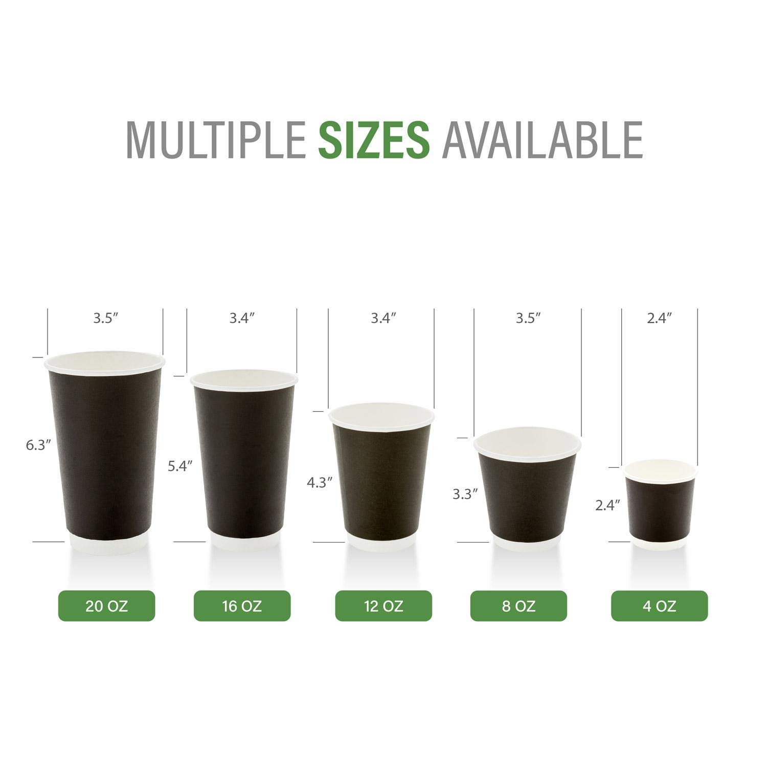 20oz Disposable Coffee Cups - 250 Pack Insulated Double Wall Paper Cups, Leakproof Black Hot Beverage Cups with Rolled Rim for Coffee, Tea, Hot Chocolate - Perfect for Restaurants, Cafes, Office Breakrooms & Catering Events