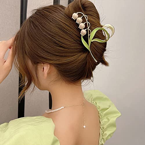 Evolluxi® Large Non-Slip Metal Hair Claw Clip - Gold Floral Design for Thick Long Hair | Women's Hair Accessories | Perfect for Work, Parties & Everyday Styling (Lotus Pink, Size L)