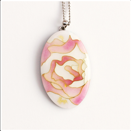 Yusen Shippo Pendant Necklace - Rose Pink Japanese Enamel Jewelry for Women, Elegant Handmade Cloisonne Necklace, Perfect Gift for Birthday, Anniversary & Special Occasions