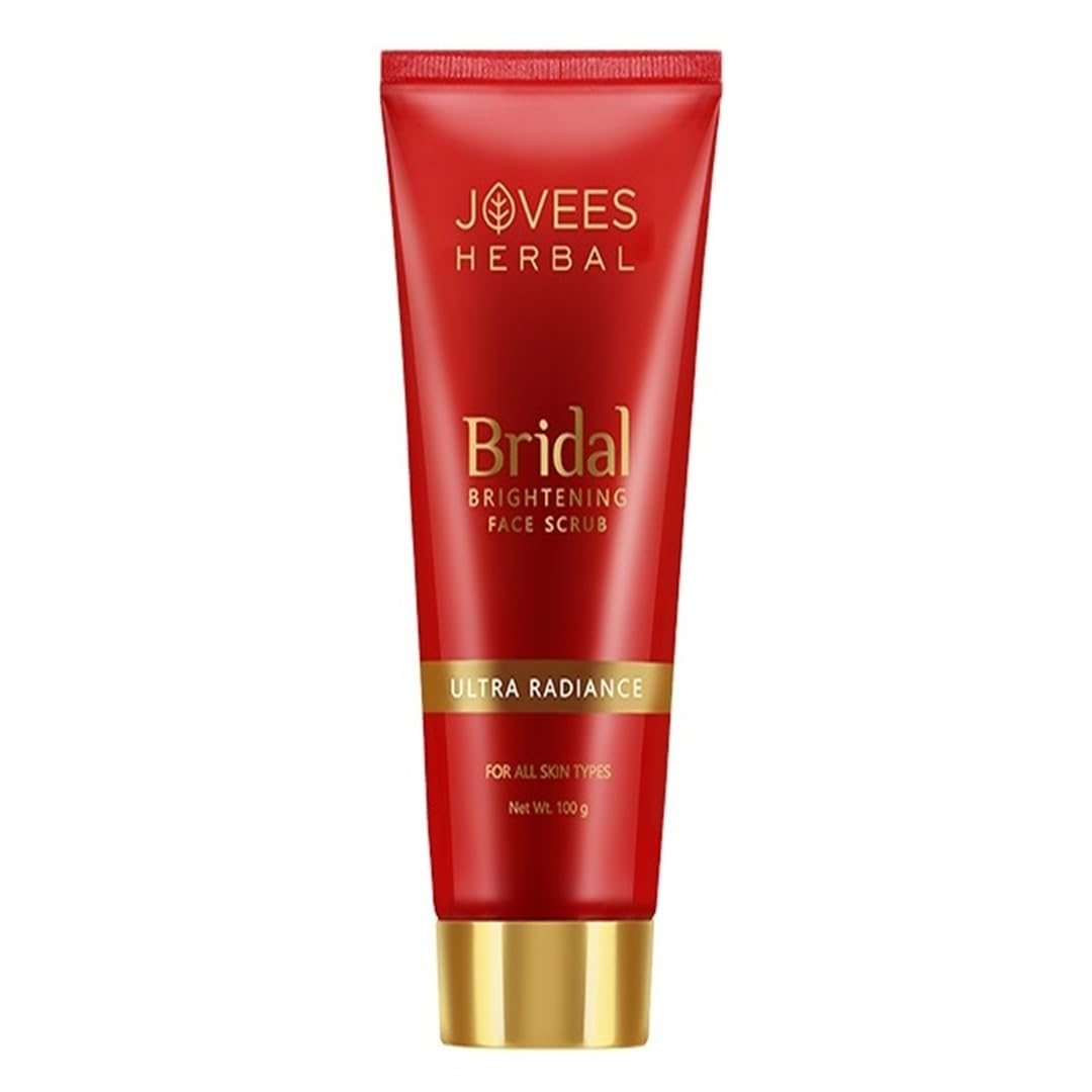 Jovees Herbal Bridal Brightening Face Scrub with Turmeric, Honey & Pearl Millet Flour - 100G | Exfoliating Scrub for Glowing Skin | Gently Removes Dead Skin Cells | Suitable for All Skin Types | Perfect for Bridal Skincare & Daily Radiance Routine