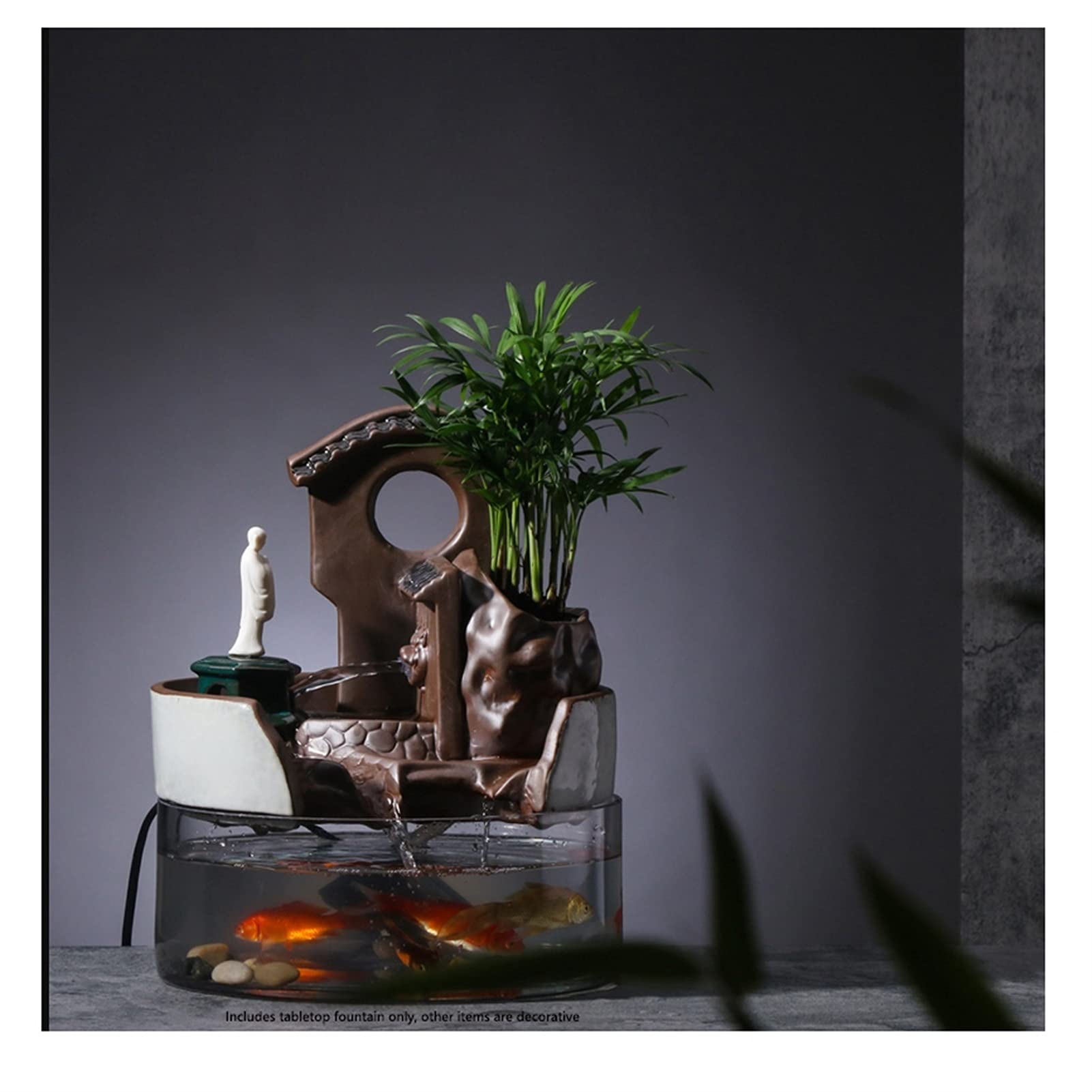 Creative Rockery Water Fountain for Home & Office - Indoor Desktop Zen Decor, Tabletop Garden Ornament with Soothing Water Flow (Perfect for Meditation Spaces, Living Rooms & Work Desks) - Color C