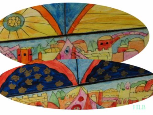 Hand-Painted Hanukah Chanukah Menorah Shabbat Candle Set by Yair Emanuel - HCS 5 - Elegant Jewish Holiday Decor for Home & Synagogue Celebrations