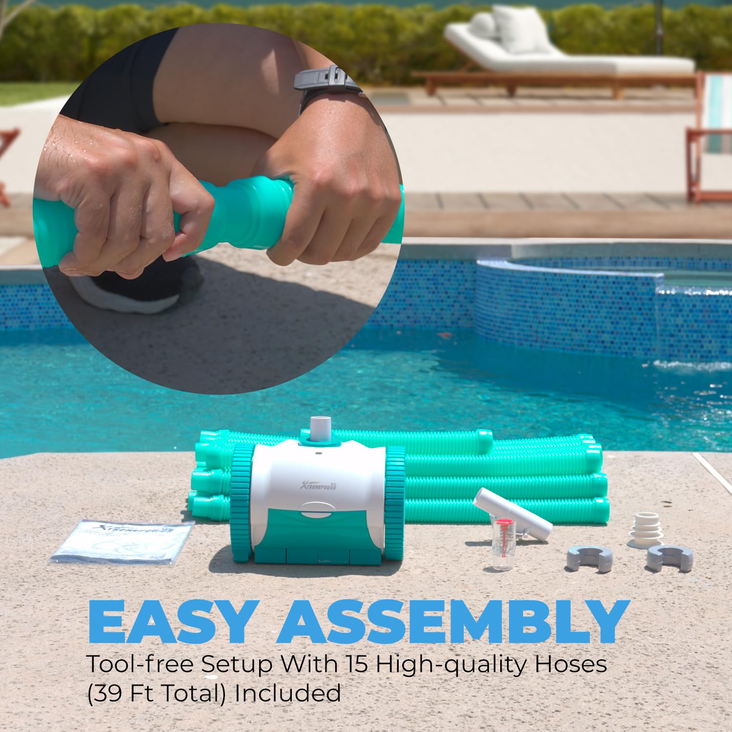XtremepowerUS Automatic Pool Vacuum Cleaner - Suction-Side Pool Sweeper with 39ft Hose for In-Ground Swimming Pools up to 16x24ft - Ideal for Daily Pool Cleaning & Debris Removal