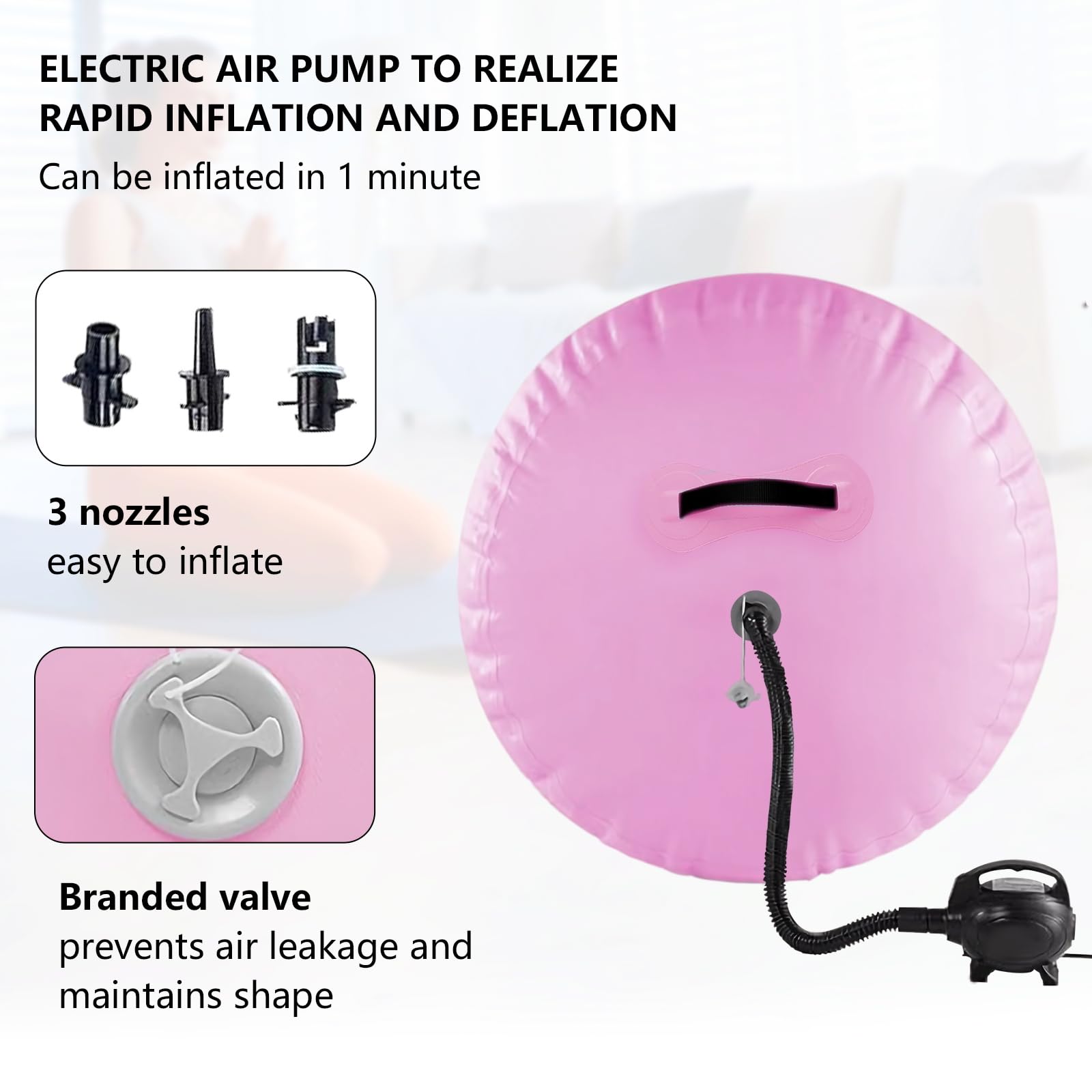 Inflatable Gymnastics Air Barrel Roller Mat with Pump - Tumbling Training Equipment for Back Handspring, Cheerleading, Yoga - Home & Outdoor Use for Kids & Adults