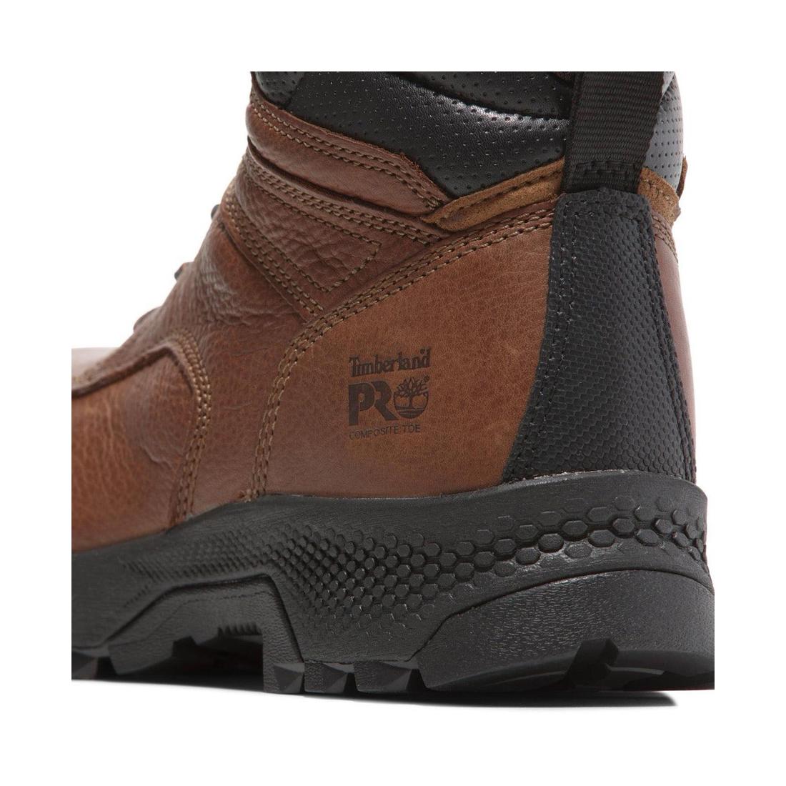 Titan EV 6 Inch Composite Toe SD10 Work Boots for Men - Brown Coffee Safety Shoes - Waterproof & Slip-Resistant for Construction, Warehouse & Outdoor Work