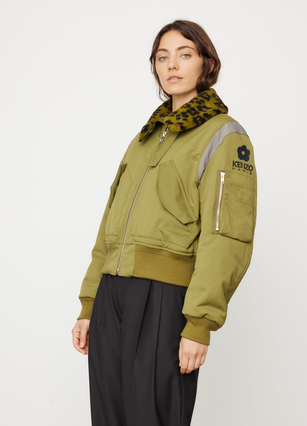 Stylish Hana Leopard Print Elevated Bomber Jacket for Women - Trendy Fashion Outerwear for Casual Wear, Night Out & Street Style