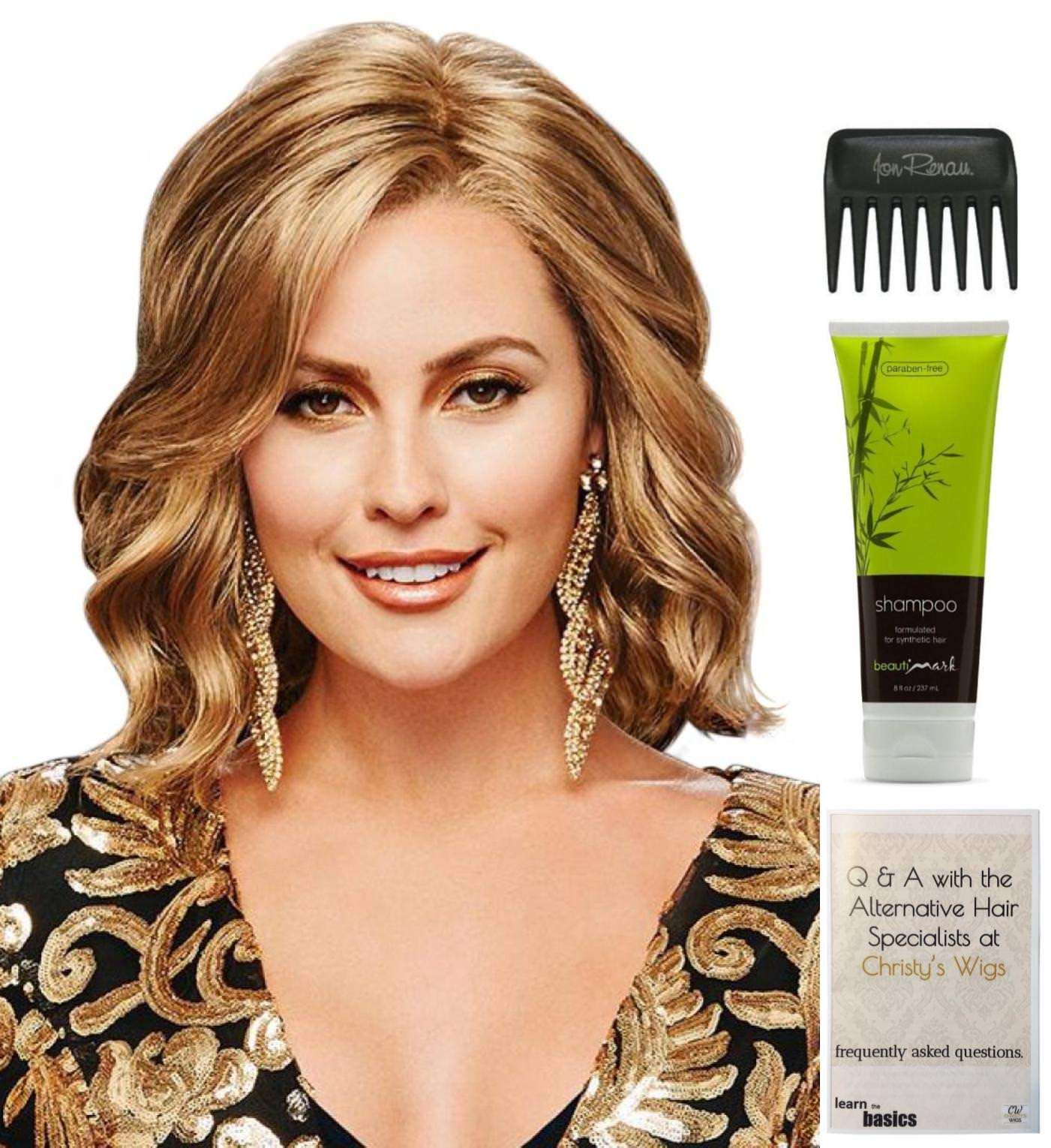 Gabor Soft & Subtle Petite/Average Wig Bundle - 4 Items Including Christy's Wigs Q&A Booklet, BeautiMark Synthetic Shampoo & Wide Tooth Comb (Color 10/12) - Perfect for Everyday Wear, Cosplay & Hair Loss Solutions