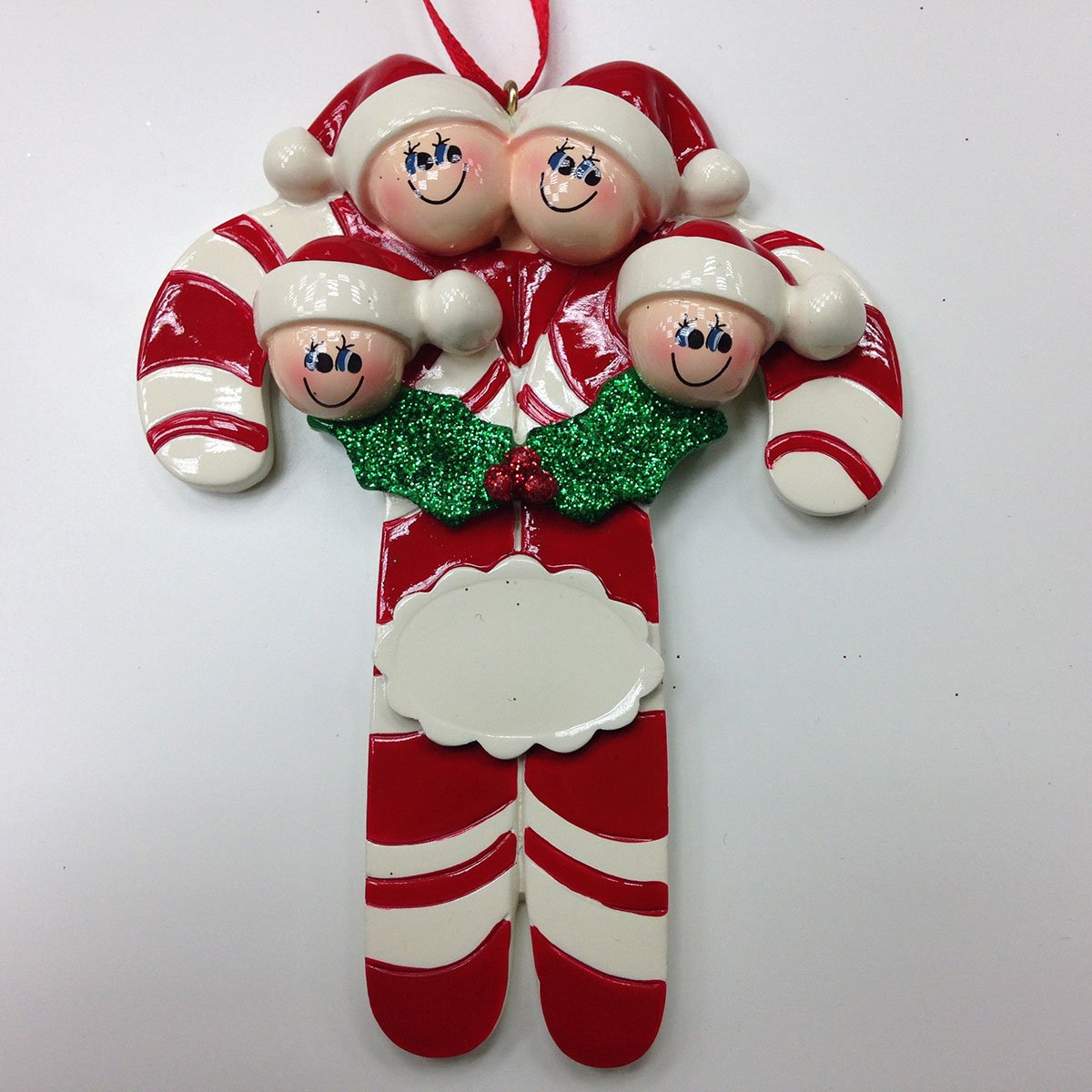 Christmas Candy Cane Family of Four Ornament - Festive Holiday Decor for Tree, Mantel & Gift Giving