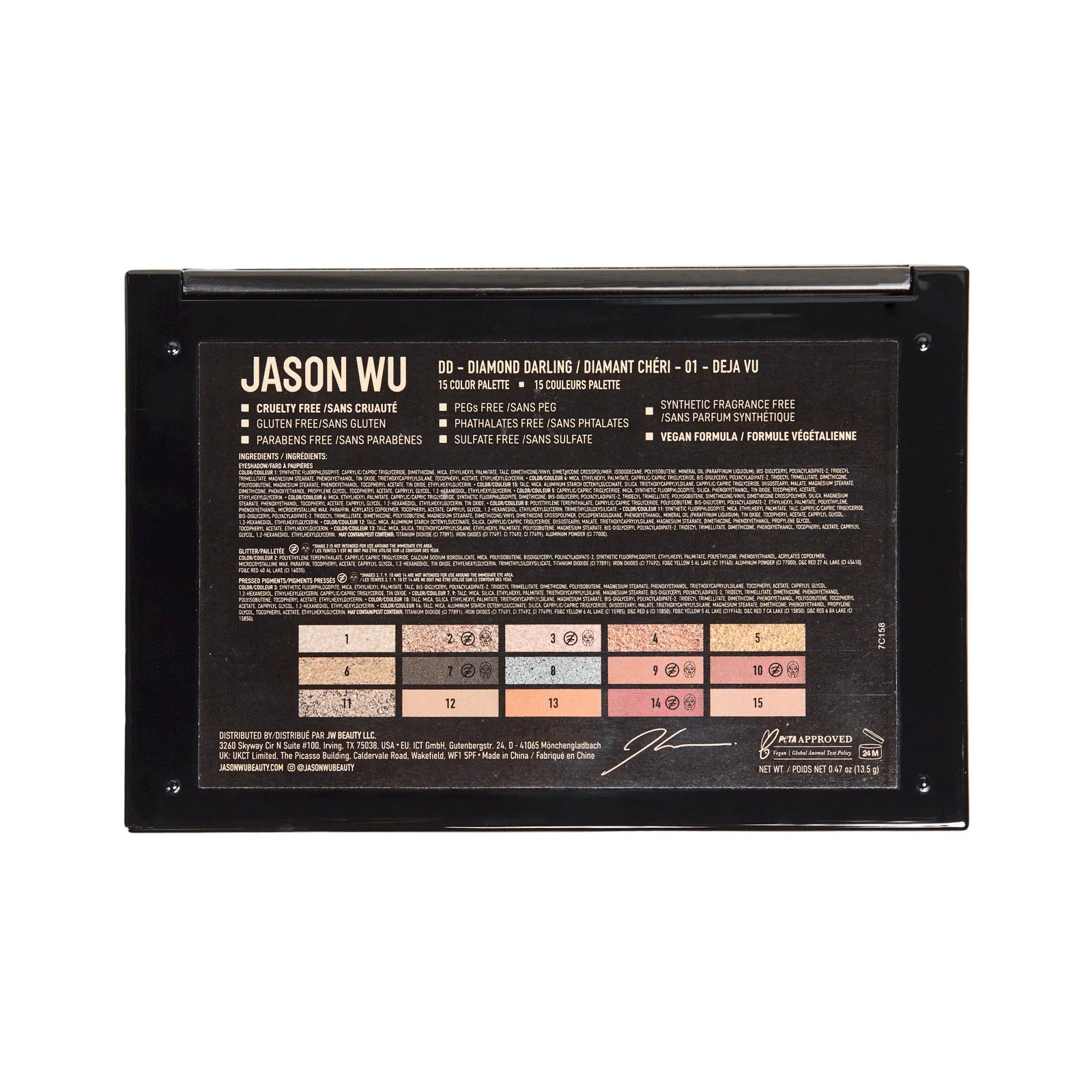 Jason Wu Diamond DARLING Eyeshadow Palette 01 Deja Vu - 12 Highly Pigmented Shades for Day & Night Makeup Looks | Perfect for Parties, Weddings & Special Occasions