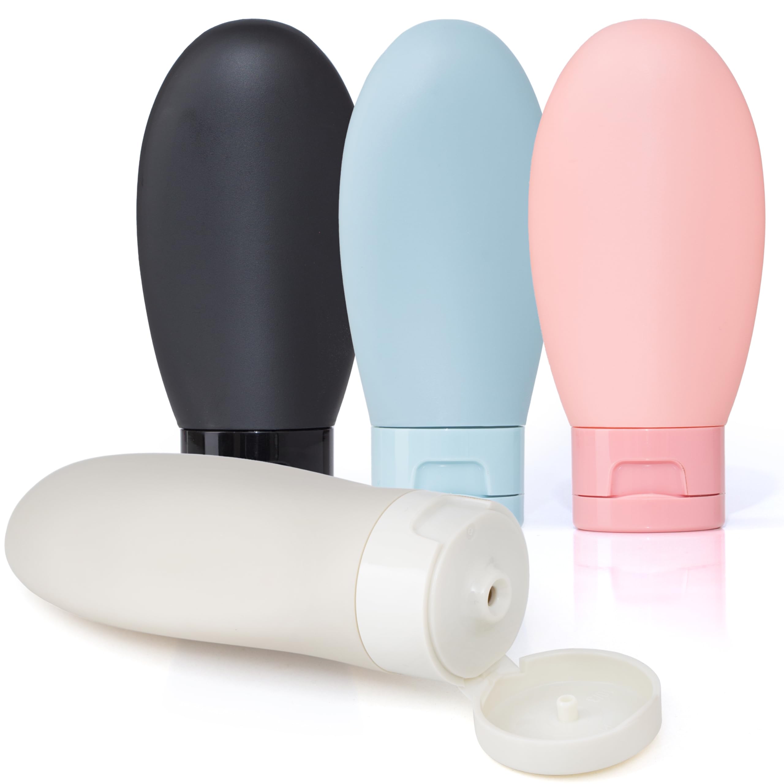 Premium 60ml Travel Bottles for Toiletries - 4 Pack Leak Proof & TSA Approved Refillable Squeeze Containers | Perfect for Air Travel, Gym, Camping & Daily Essentials