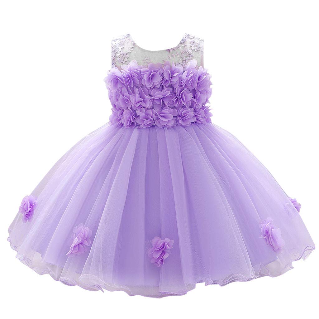 Baby Girls Floral Lace Dress 0-24 Months - Sleeveless Tulle Pageant Gown for Birthday Party, Princess Costume & Special Occasions | Perfect for Photoshoots, Christenings & Holiday Events