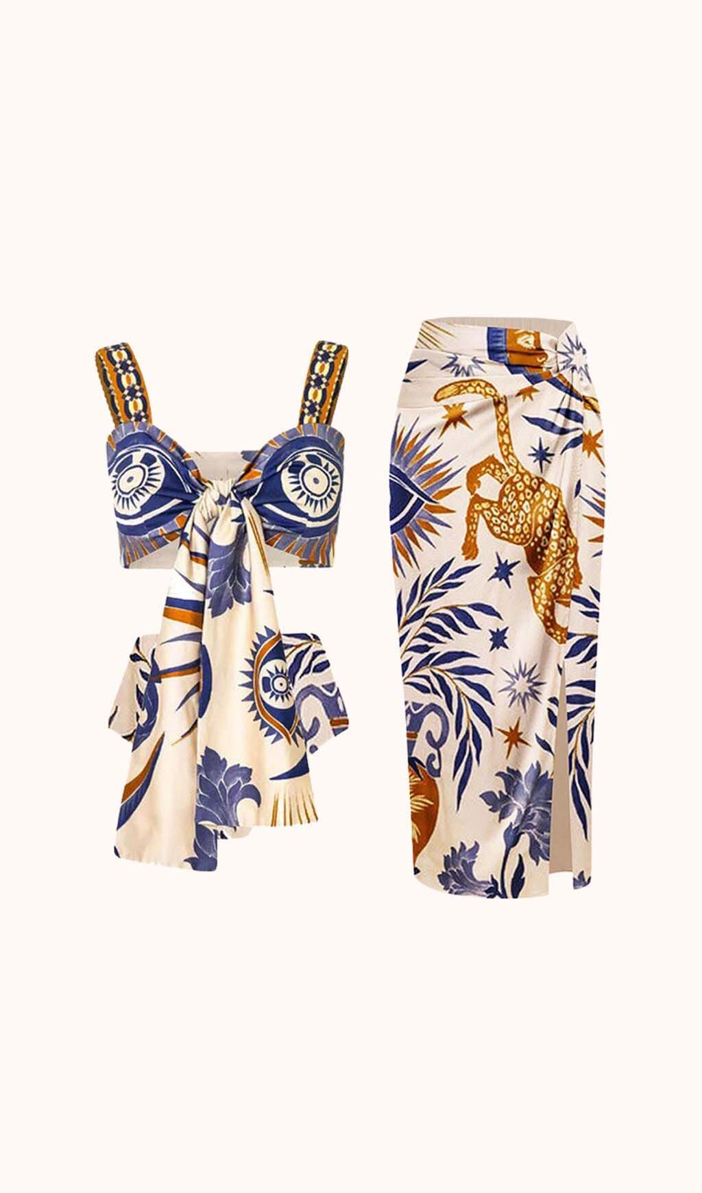 Augusta Printed Bikini 3-Piece Swimsuit Set - Sexy Floral Swimwear for Women, Perfect for Beach Vacation & Pool Party