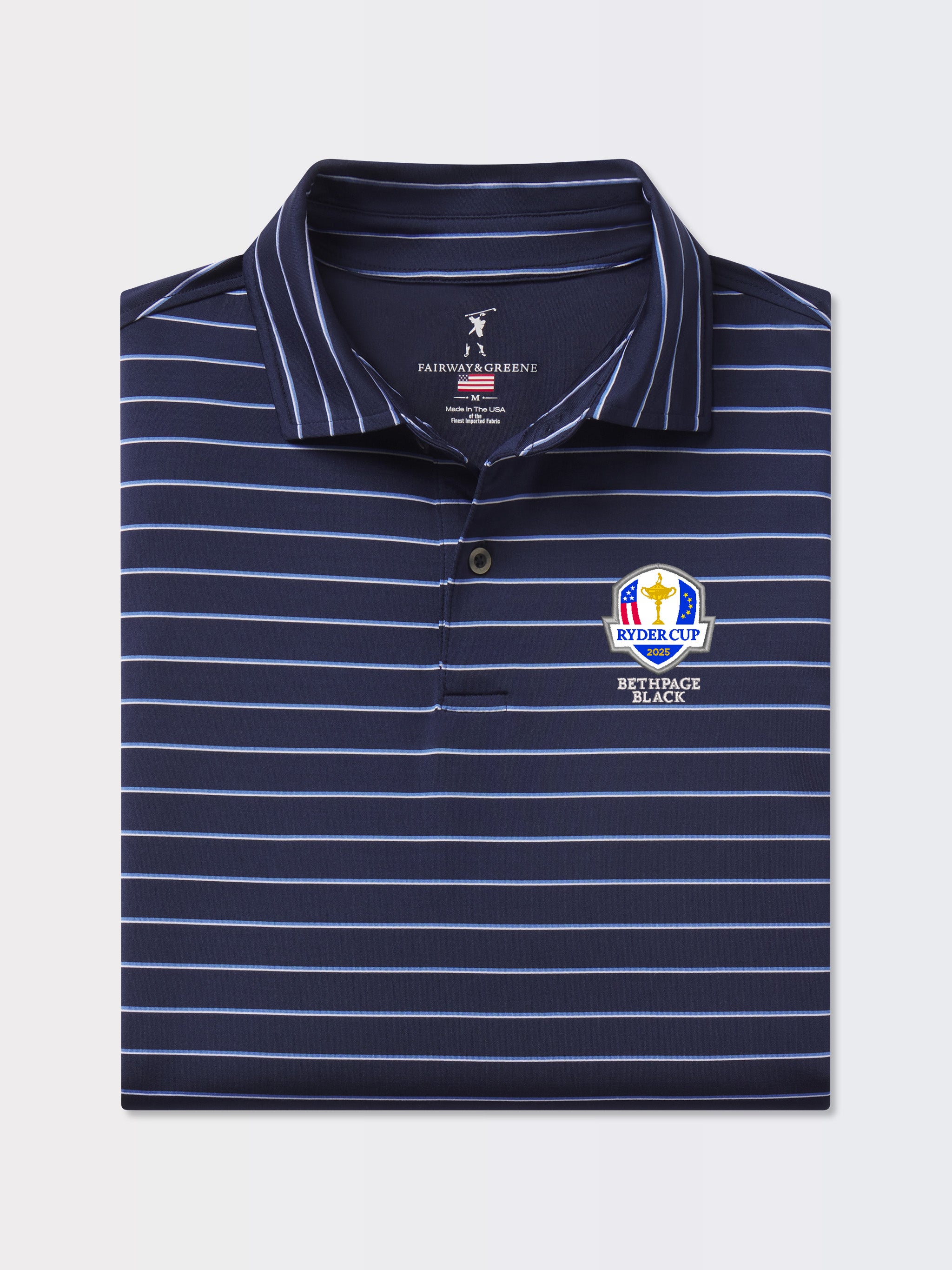 Ryder Cup Faxon Stripe Jersey Polo Shirt - Men's Golf Apparel for Tournament & Casual Wear