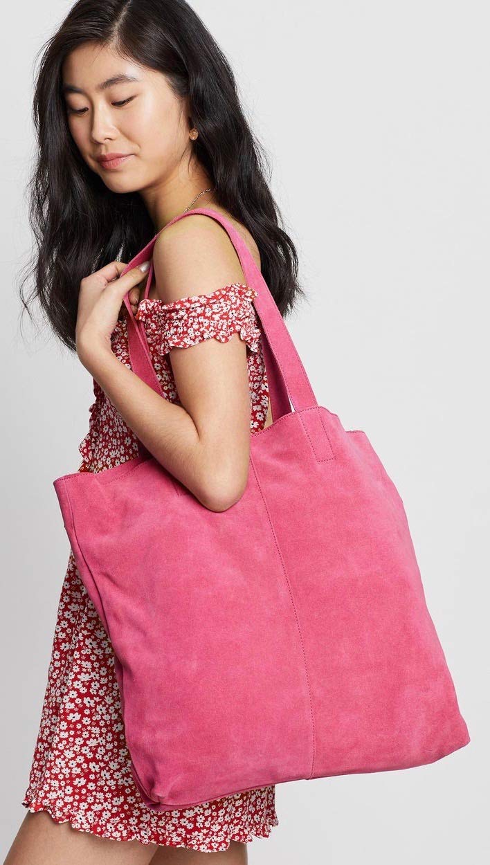 One Teaspoon Harlowe Suede Tote Bag - Hot Pink Crossbody Purse for Women | Stylish & Trendy Handbag for Work, Travel & Everyday Use