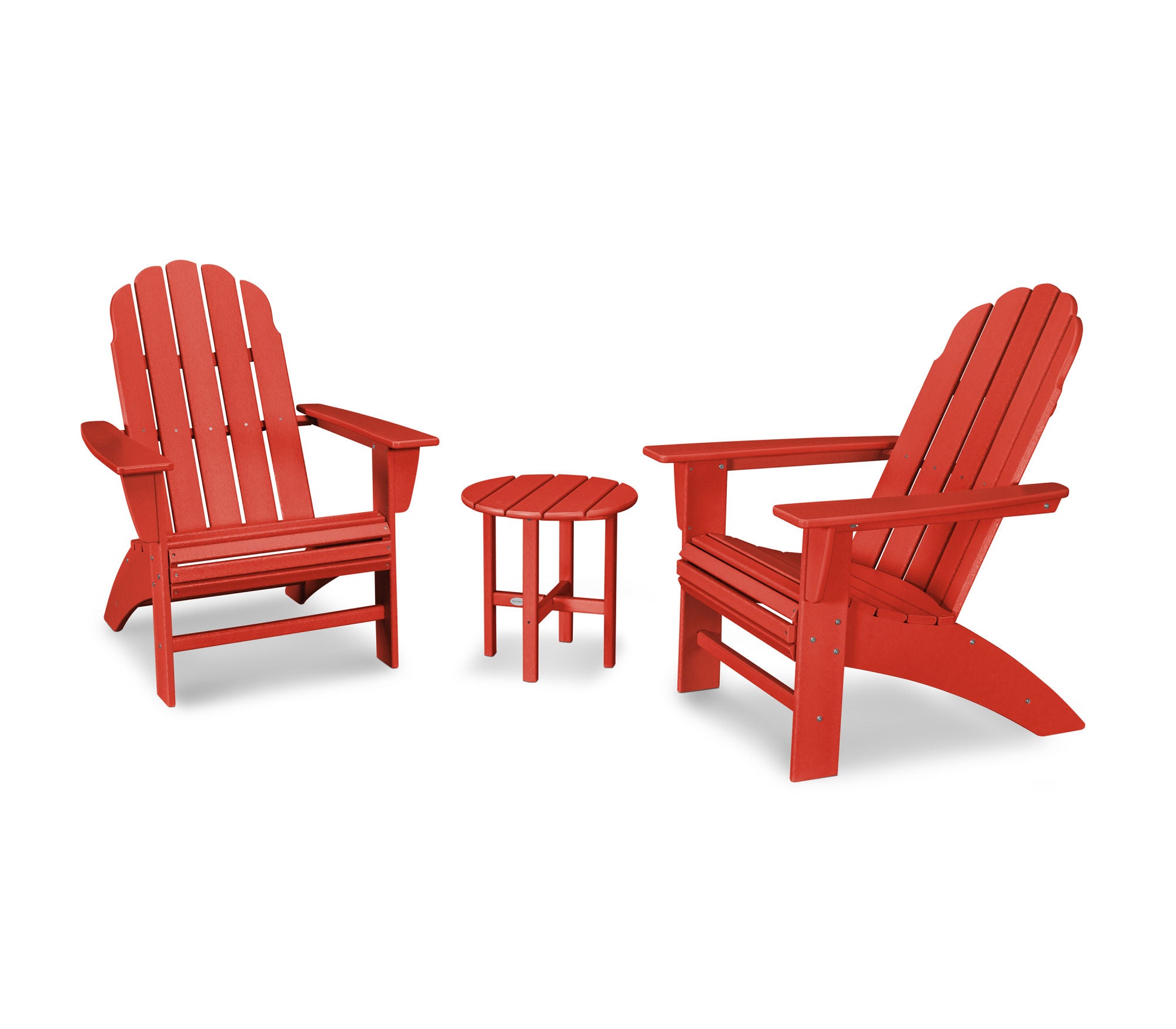 POLYWOOD Vineyard 3-Piece Curveback Adirondack Chair Set - Outdoor Patio Furniture for Garden, Poolside & Backyard Relaxation