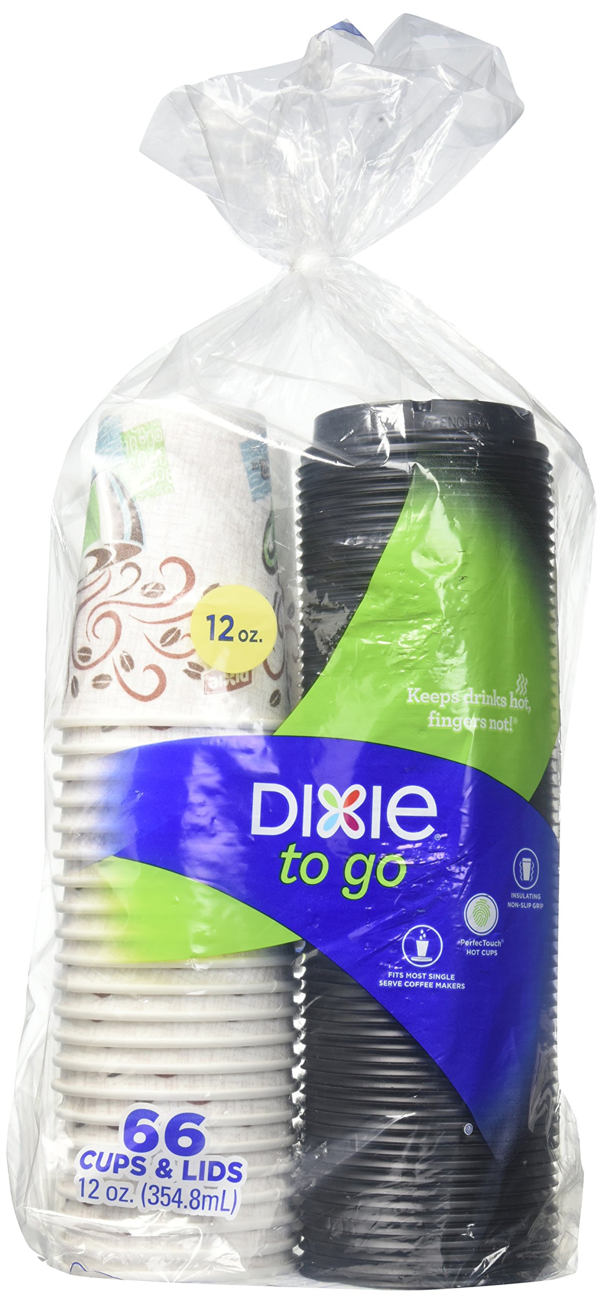 Dixie Grab 'n Go Disposable Cups and Lids Mega Pack - 66 Count | Perfect for Parties, Picnics, and Office Use