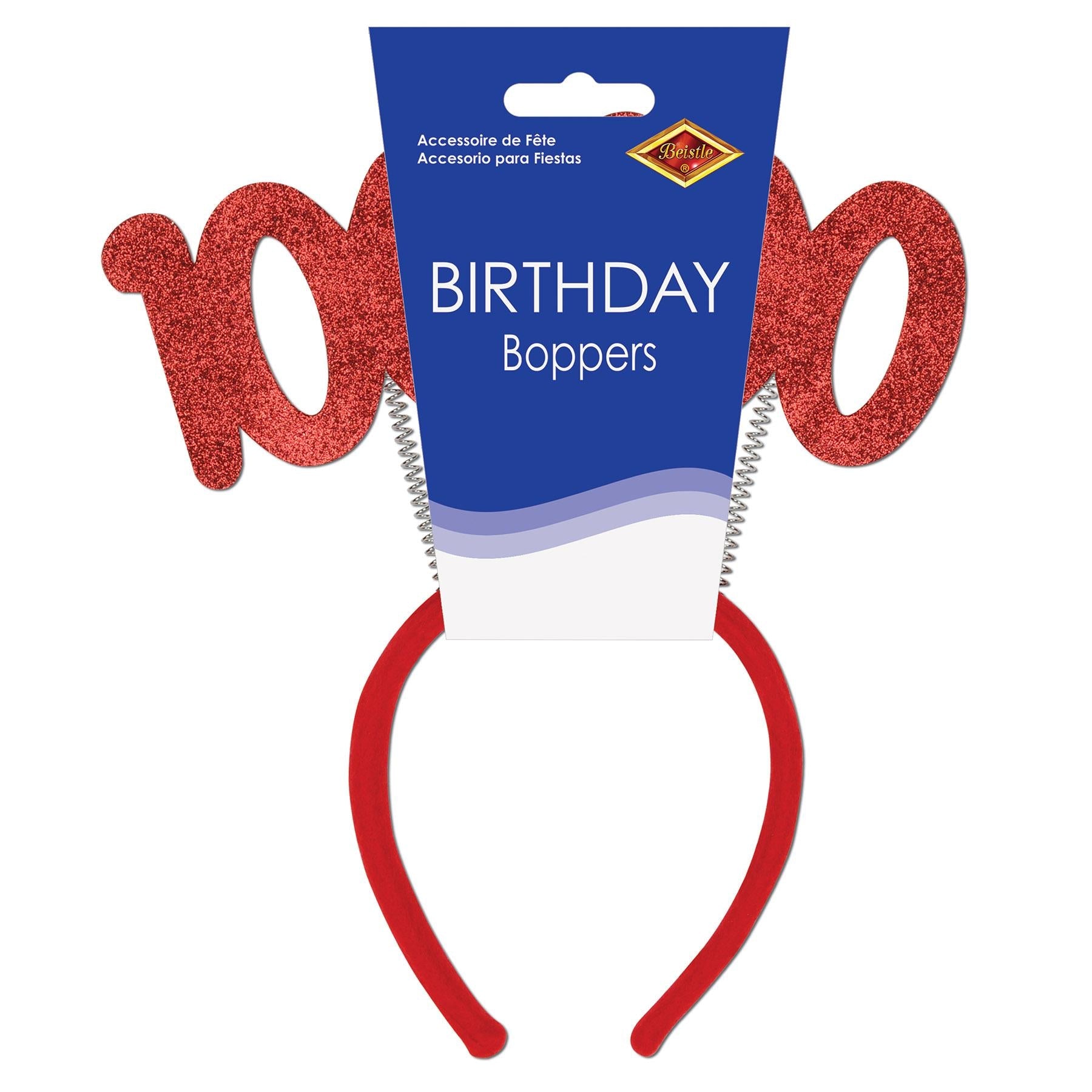 12 Pack Beistle 100th Birthday Party Glittered Boppers - Fun Party Favors for Centennial Celebrations, Anniversaries & Milestone Events