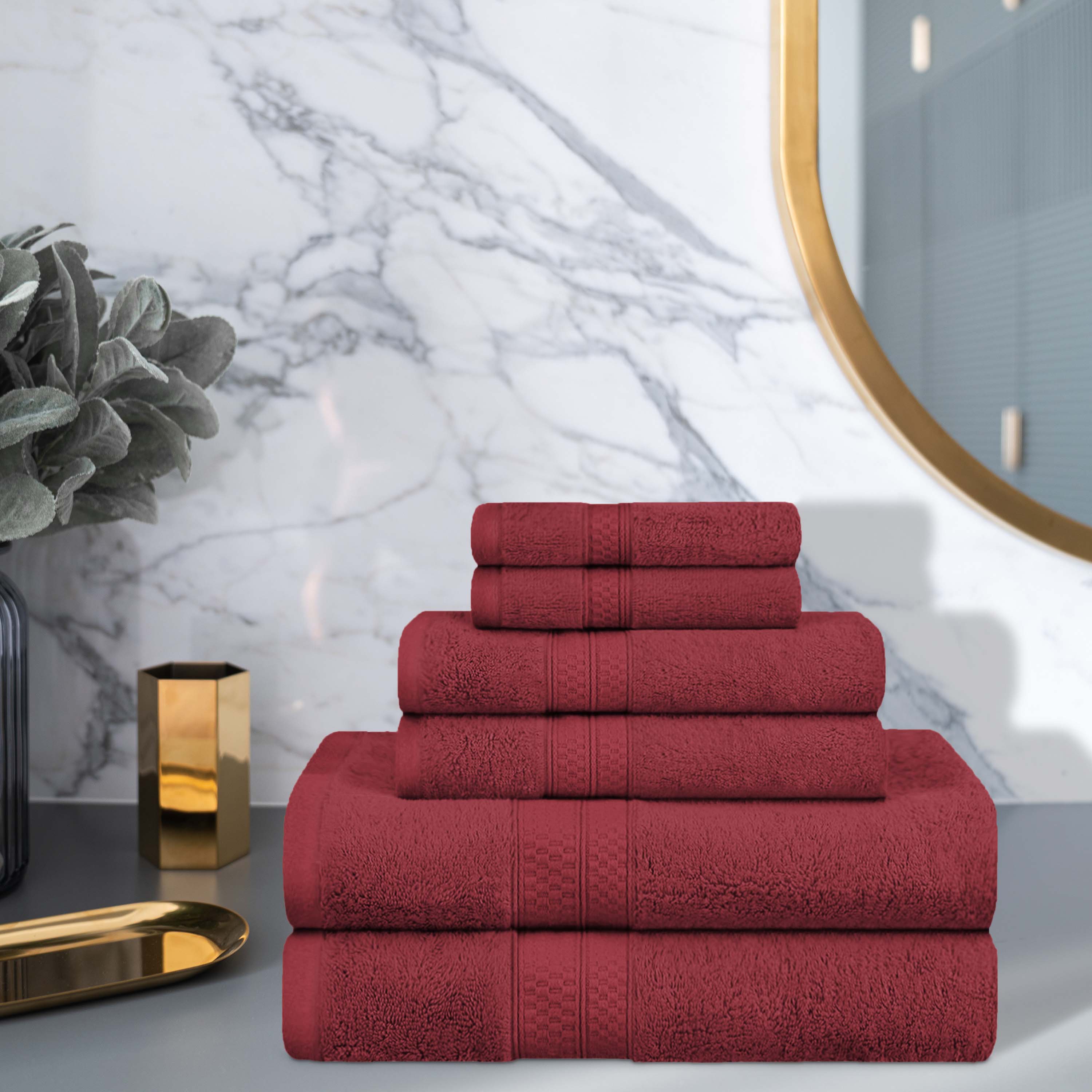 Ultra Soft Rayon Bamboo Cotton Blend 6-Piece Towel Set | Bath, Beach & Spa Luxury Towels | Eco-Friendly & Absorbent